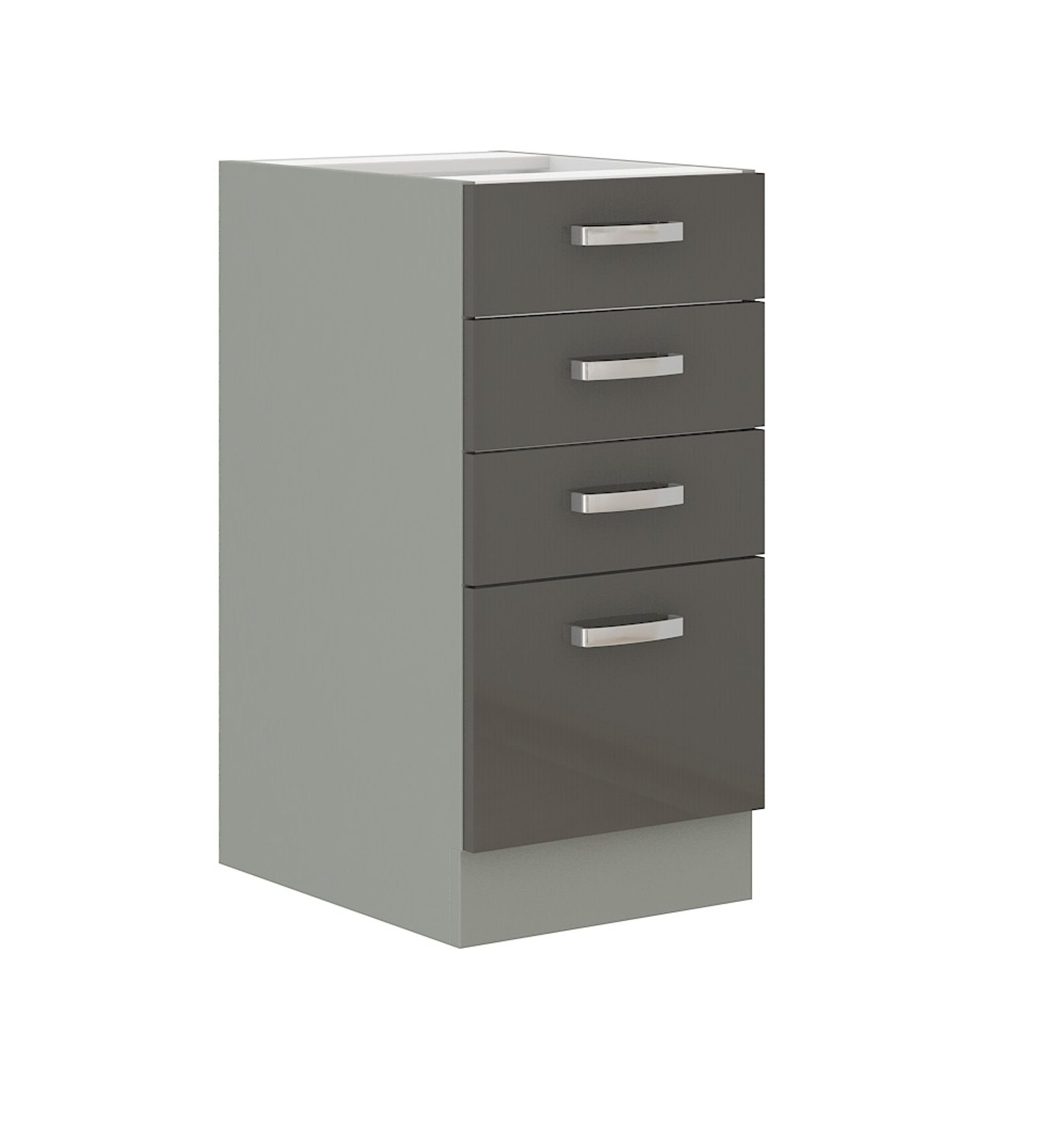 Küchen-Preisbombe Unterschrank 40 cm Küche Bianca Grey Grau Hochglanz Küche günstig online kaufen