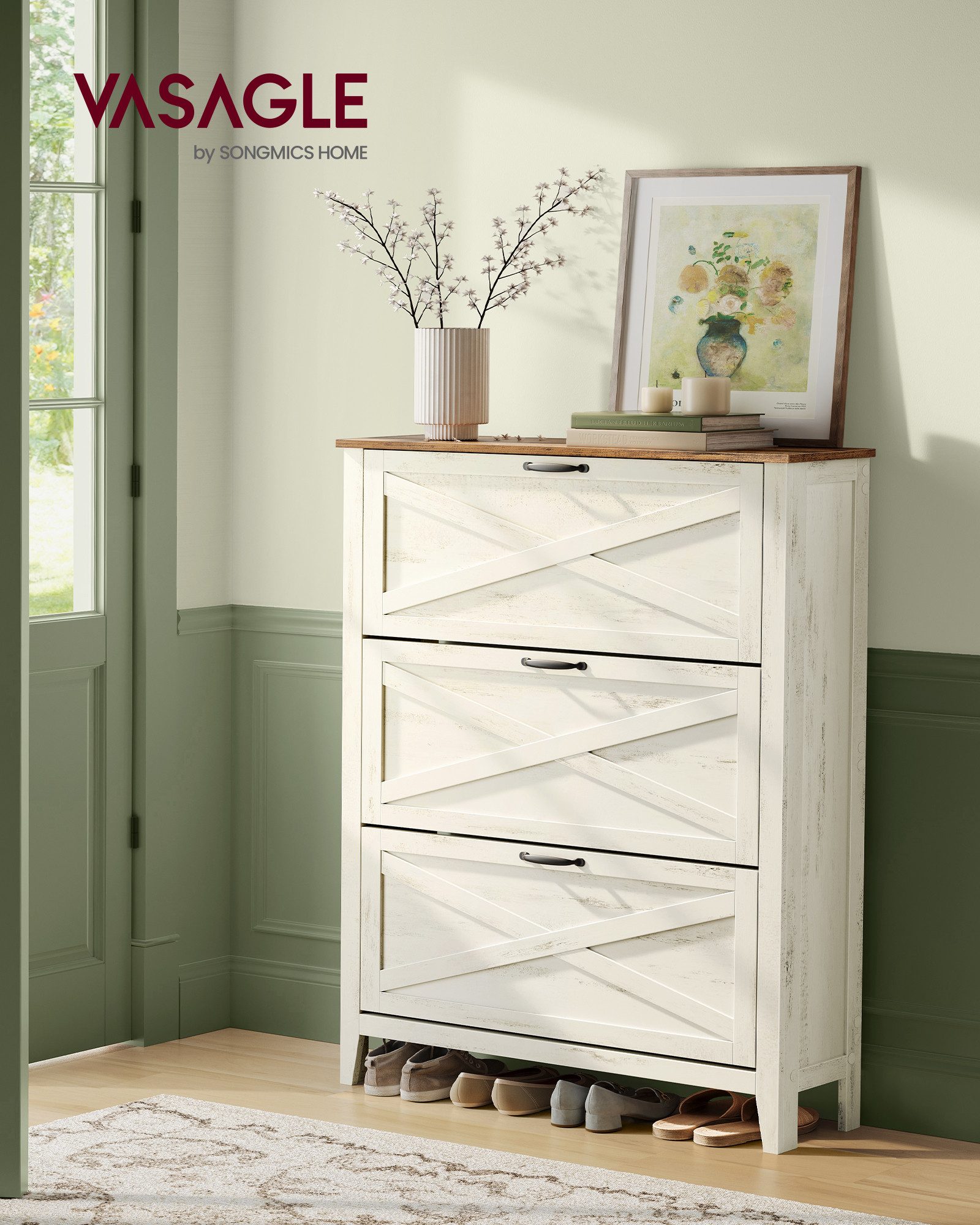 VASAGLE Schuhschrank Für Eingangsbereich, Landhausstil, für 18-24 Paar Schu günstig online kaufen