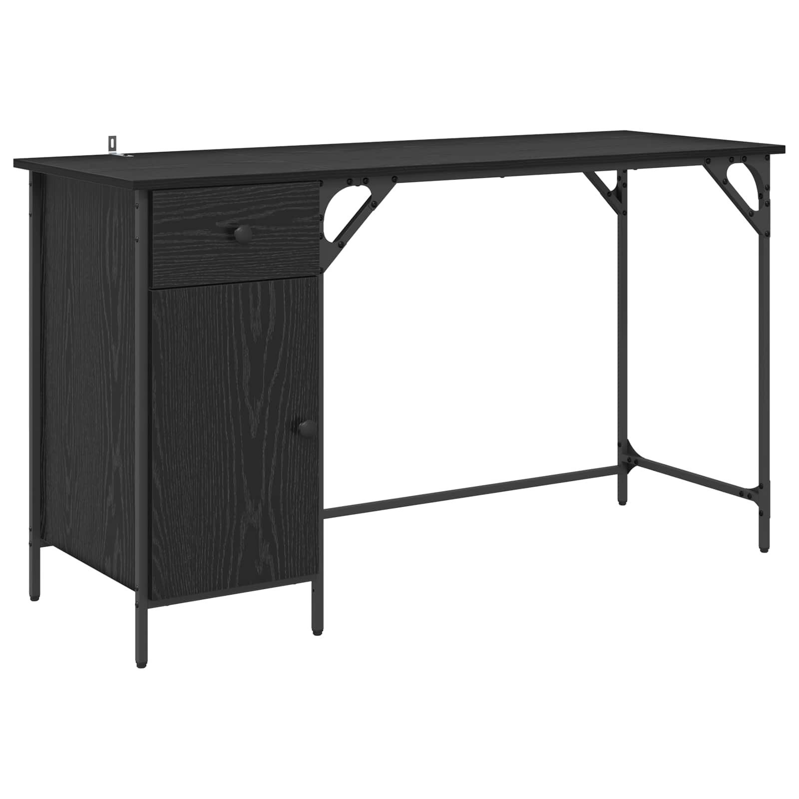 vidaXL Schreibtisch Computertisch Schwarz Eichen-Optik 131 x 48 x 75 cm (1-St)