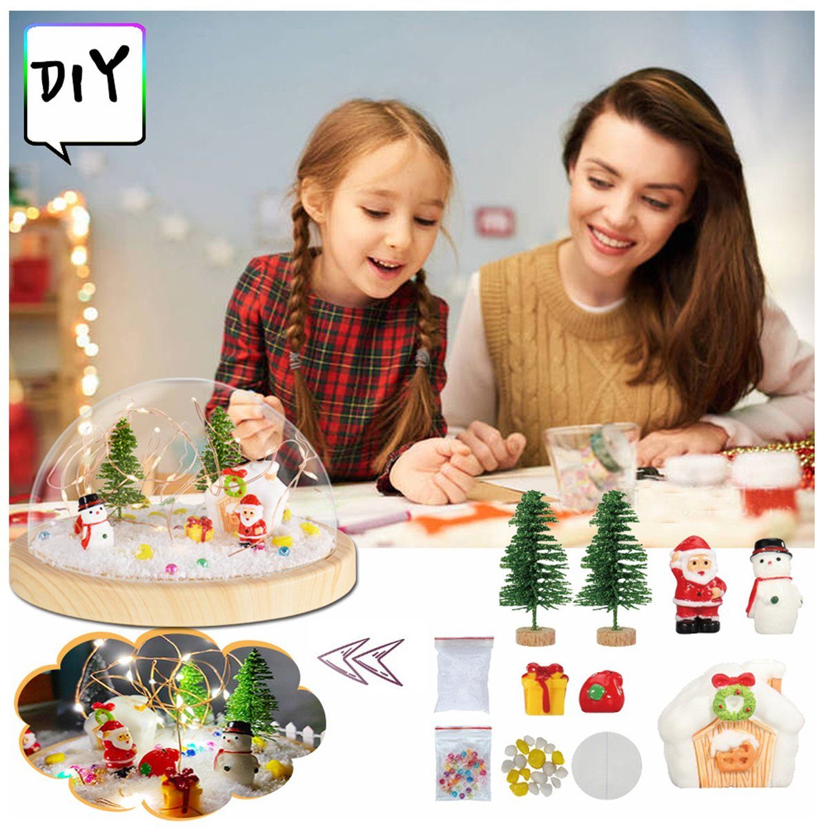 K&B LED Nachtlicht DIY Kinder Bastelset Nachtlicht Weihnachtsdekoration