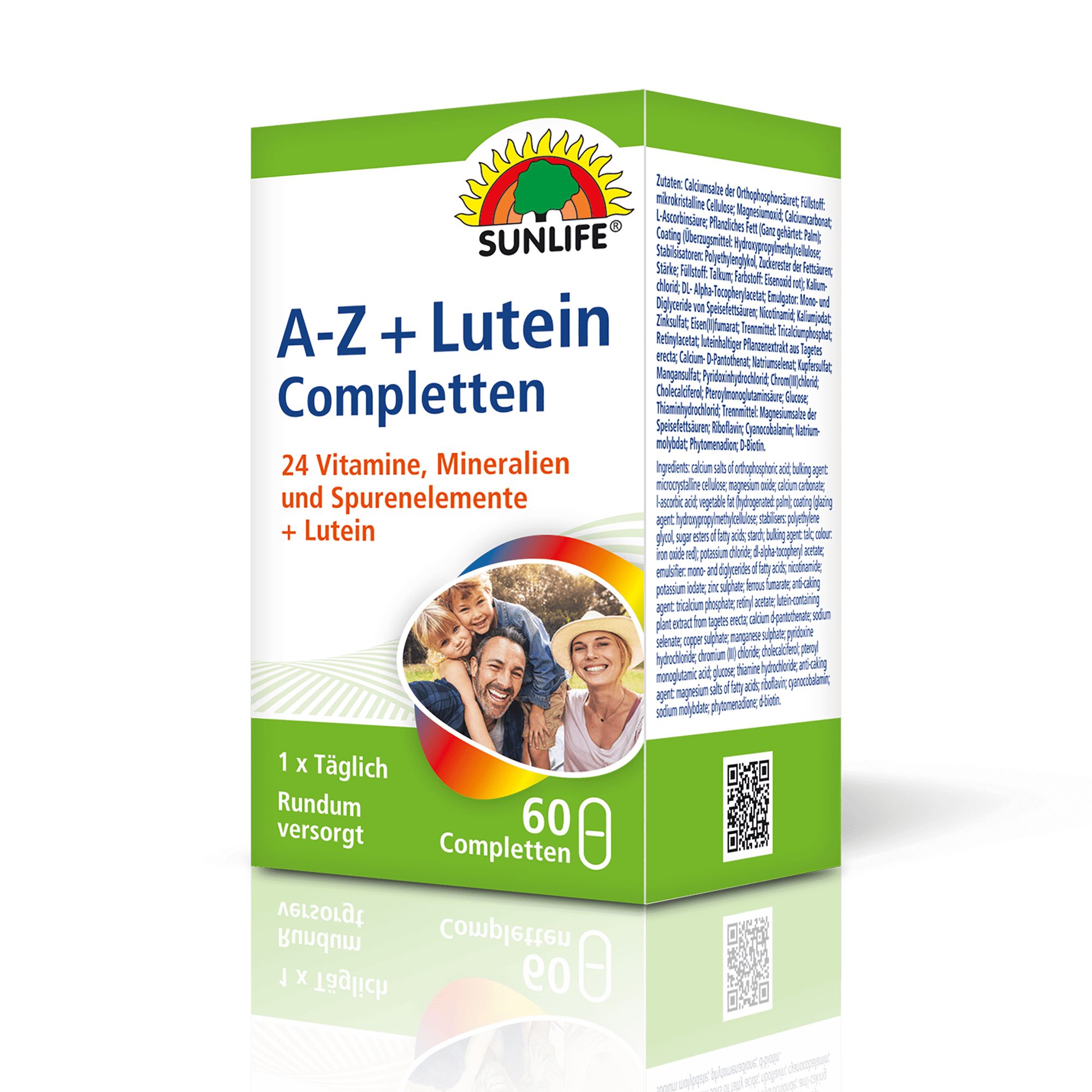 SUNLIFE® A-Z + Lutein Tabletten Rundumversorgung Nährstoff Immunsystem 1 x täglich eine Complette mit ausreichend Flüssigkeit schlucken