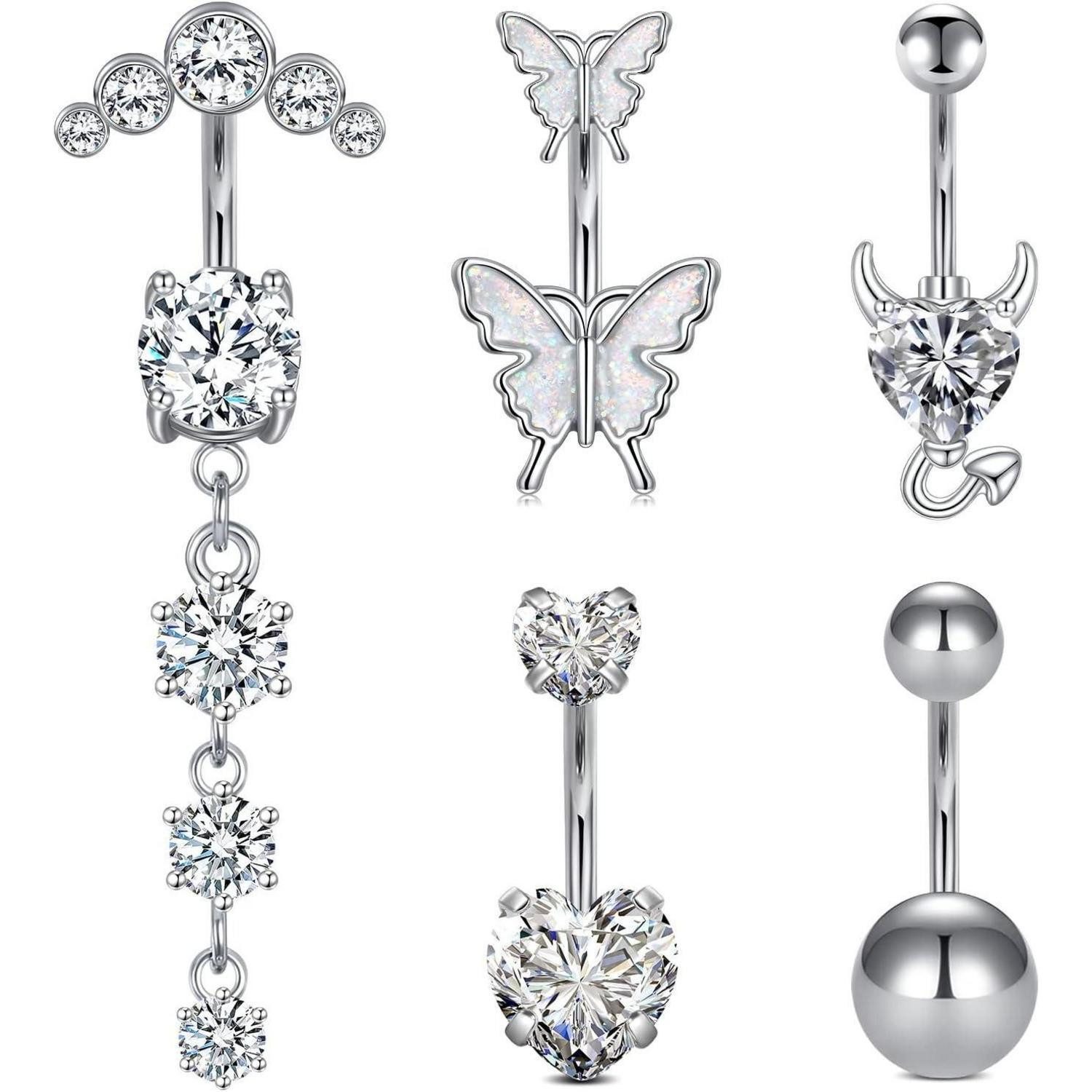 Bauchnabelpiercing Bauchnabelpiercing Set 14G Stab 10mm Chirurgenstahl 5stk Piercing Set