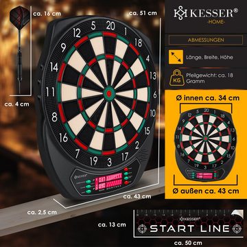 KESSER Dartscheibe, Elektronische Dartscheibe Profi Set E Dartboard mit 15 Dart