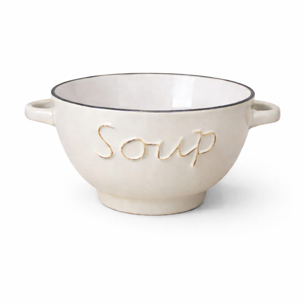 WestCraft Suppenschale Landhaus Suppenschüssel mit Griff Schüssel für heisse Suppen 650 ml, Keramik, (1-tlg), auch für Nudeln, Reis, Desserts, Salate, Suppen, Haferflocken Porridge