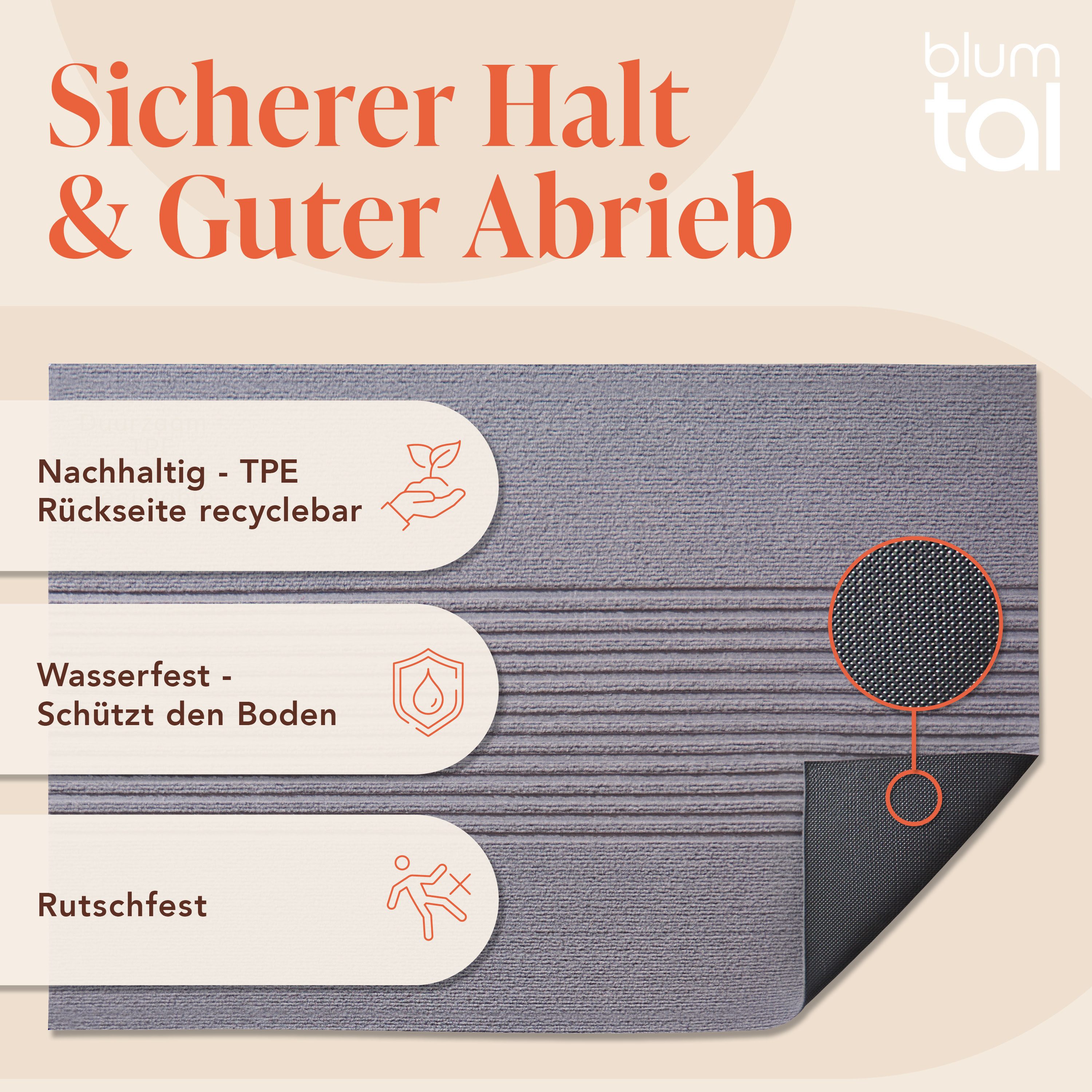 Blumtal Fußmatte rutschfeste Schmutzfangmatte aus langlebigem Polyester, Fußmatte innen/Schmutzfangmatte außen – Bild 4 von 5