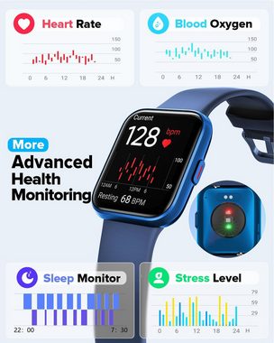 Aeac Smartwatch (1,8 Zoll, Android, iOS), mit Telefonfunktion,Schrittzähler Uhr, Alexa,60+Sportmodus,Pulsmesser