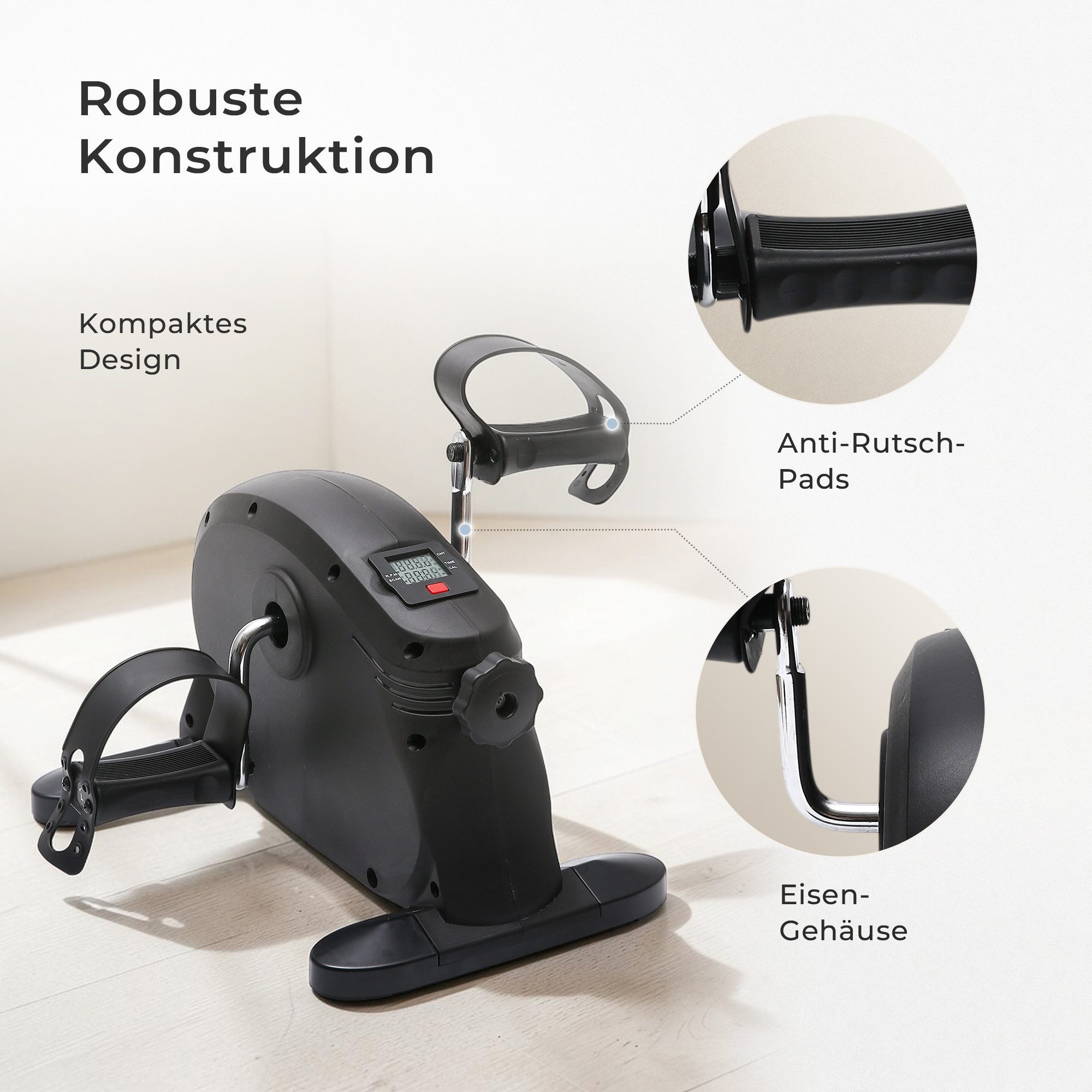 Krafitive Pedaltrainer für Senioren Mini Heimtrainer Fahrrad, Kompaktes Fitnessgerät Deskbike, Für Arme & Beine, gelenkschonend inkl. LCD-Display. 50kg