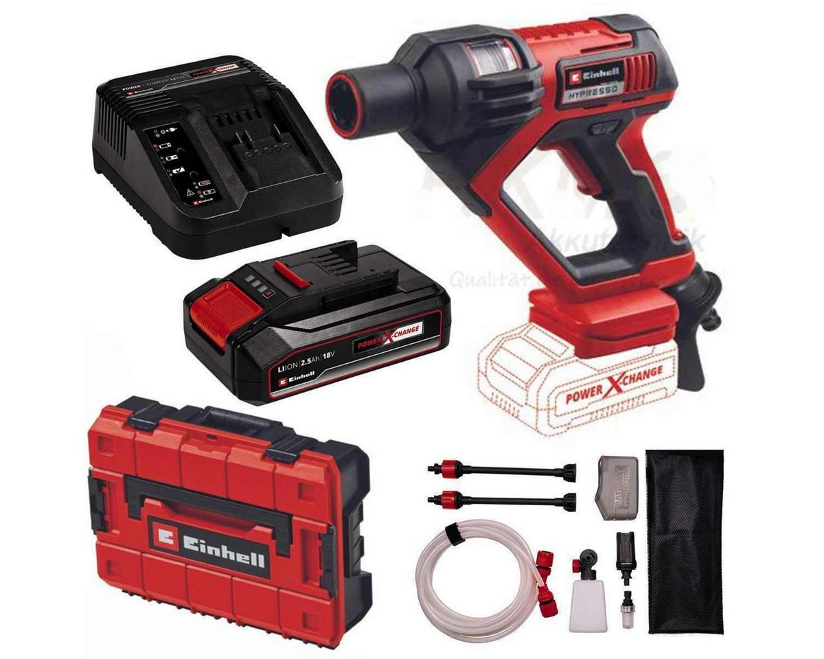 Einhell Akku-Druckreiniger Hypresso 18/24-1 Li- 24 bar mit Akku 2.5 Ah + Ladegerät + Koffer S-F