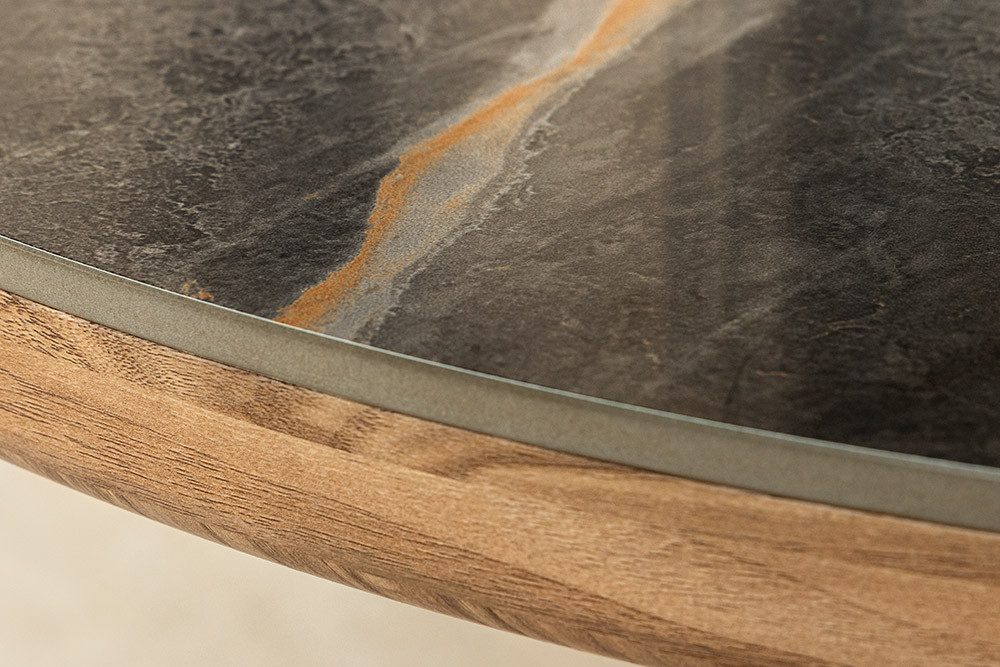 riess-ambiente Esstisch UNIQUE 200cm Keramik grau – oval, Walnuss Säulenfuß braun (Einzelartikel, 1-St), moderner Materialmix, Design-Tisch, Esstisch für 8 Pers – Bild 5 von 5