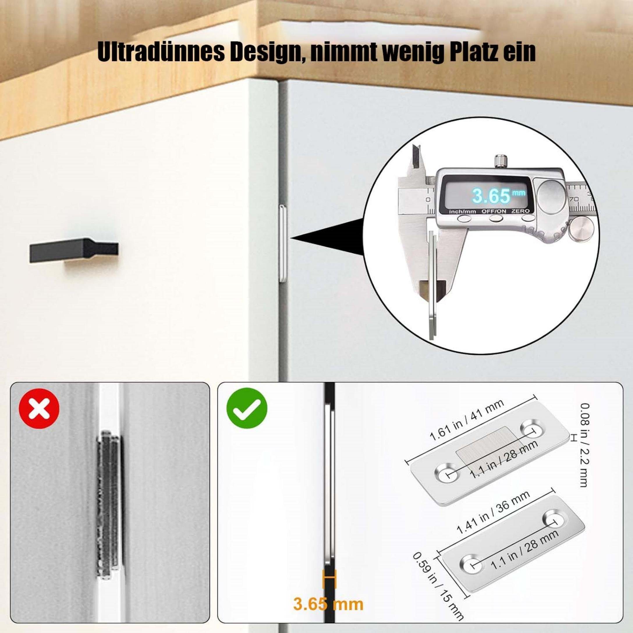Coonoor Haftmagnetschnäpper 8er Magnetschnäpper Edelstahl Stark Tür Fenster Türmagnet, Leichte und kleine Schranktüren, Schubladen, Deckel, Schrankschiebetüren  – Bild 4 von 5