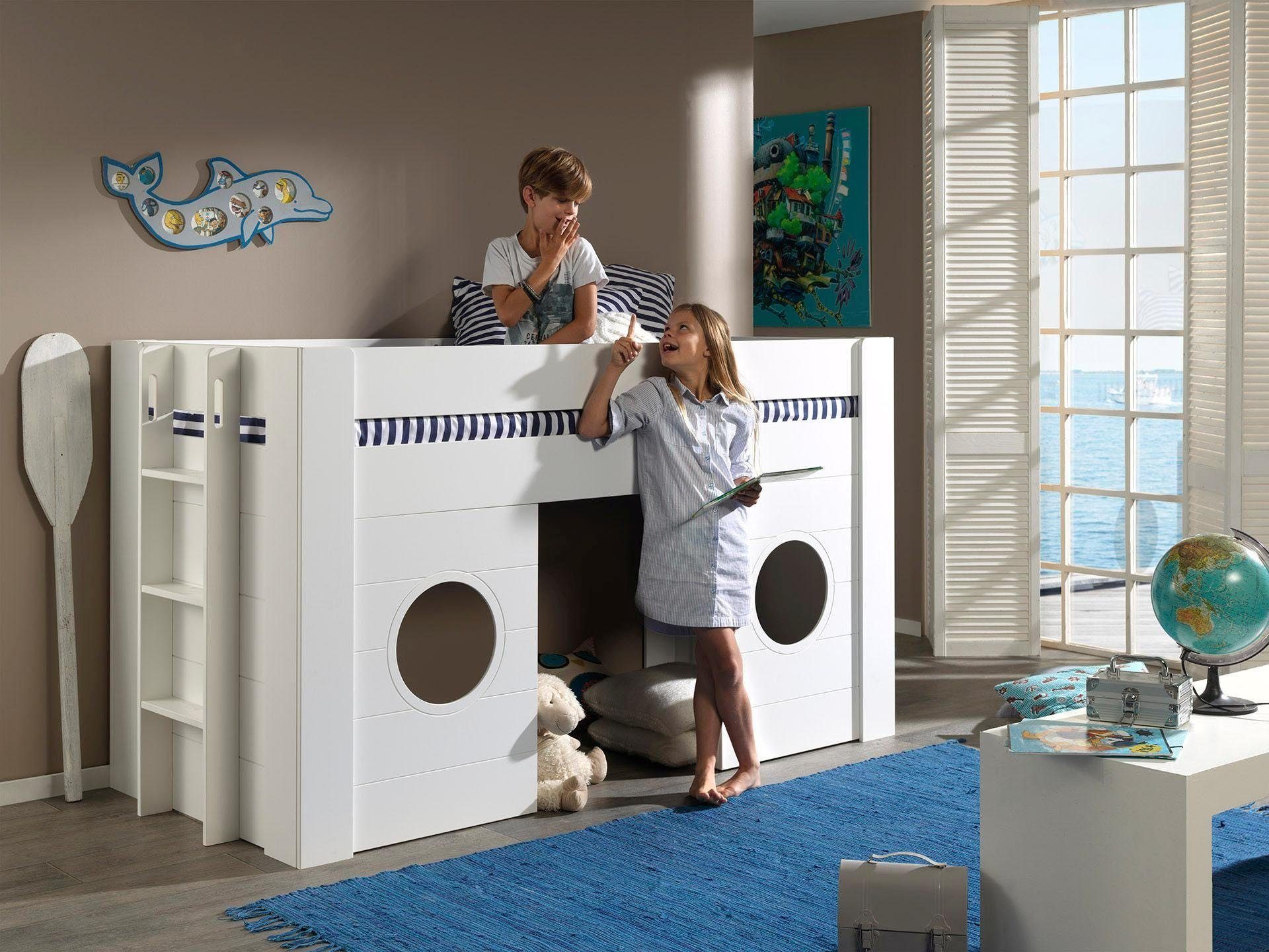 Vipack Hochbett Freya (Made in Europe) in Hütten-Optik