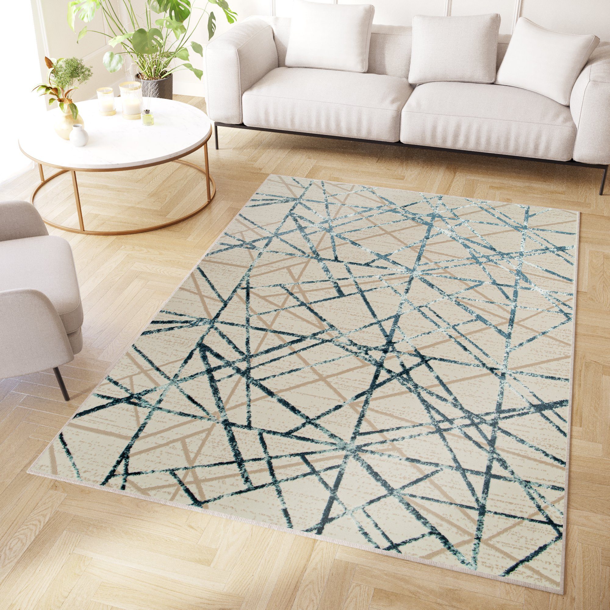 Tapiso Designteppich CRYSTAL, rechteckig, Höhe: 8 mm, Kurzflor mit Schimmereffekt, Wohnzimmer Schlafzimmer Esszimmer