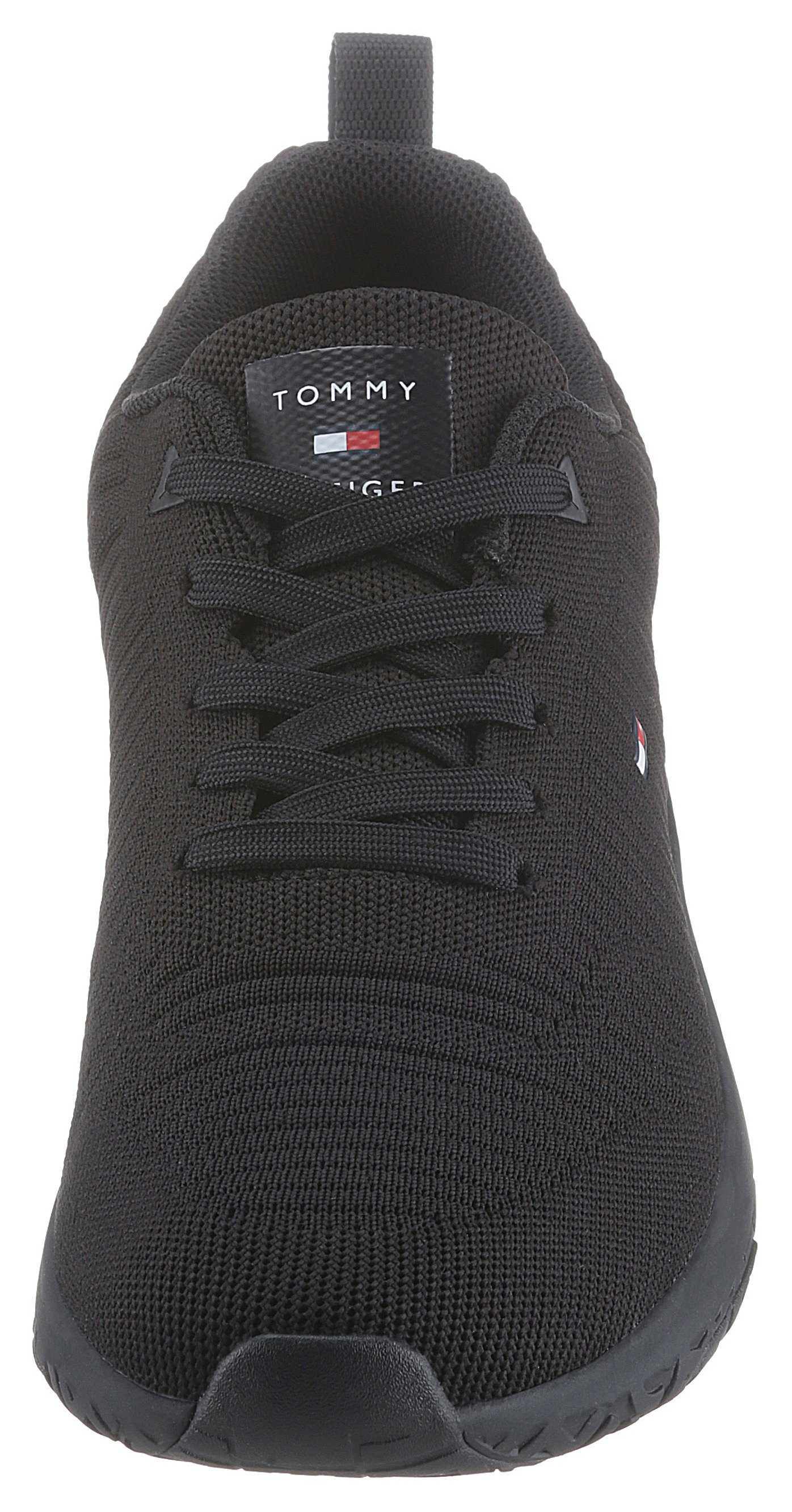 Tommy Hilfiger CORPORATE KNIT RIB RUNNER Sneaker, Freizeitschuh, Halbschuh, Schnürschuh mit seitlicher Logoflagge