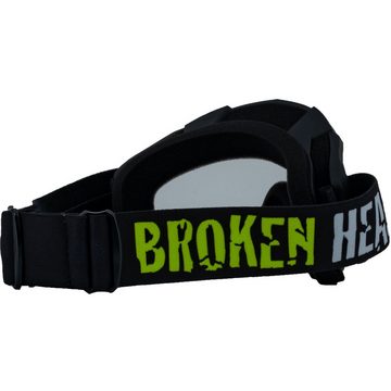 Broken Head Motorradbrille Crossbrille MX-2 Goggle Schwarz, Vorrichtung für Abreißvisiere