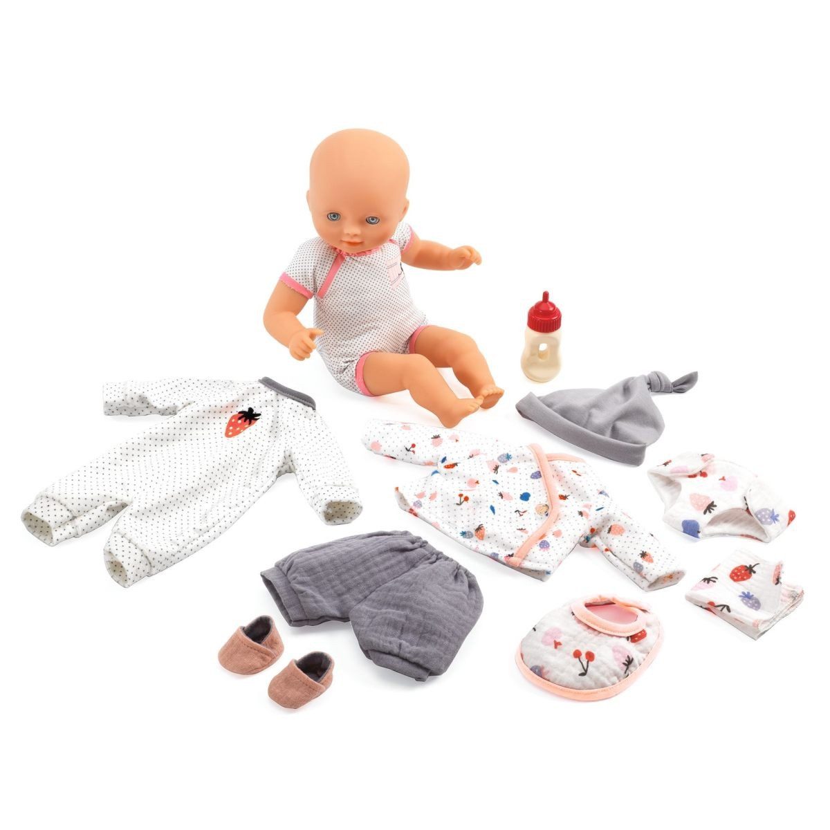 DJECO Babypuppe Pomea Puppe mit Koffer und umfangreichem Zubehör 32 cm Schl günstig online kaufen