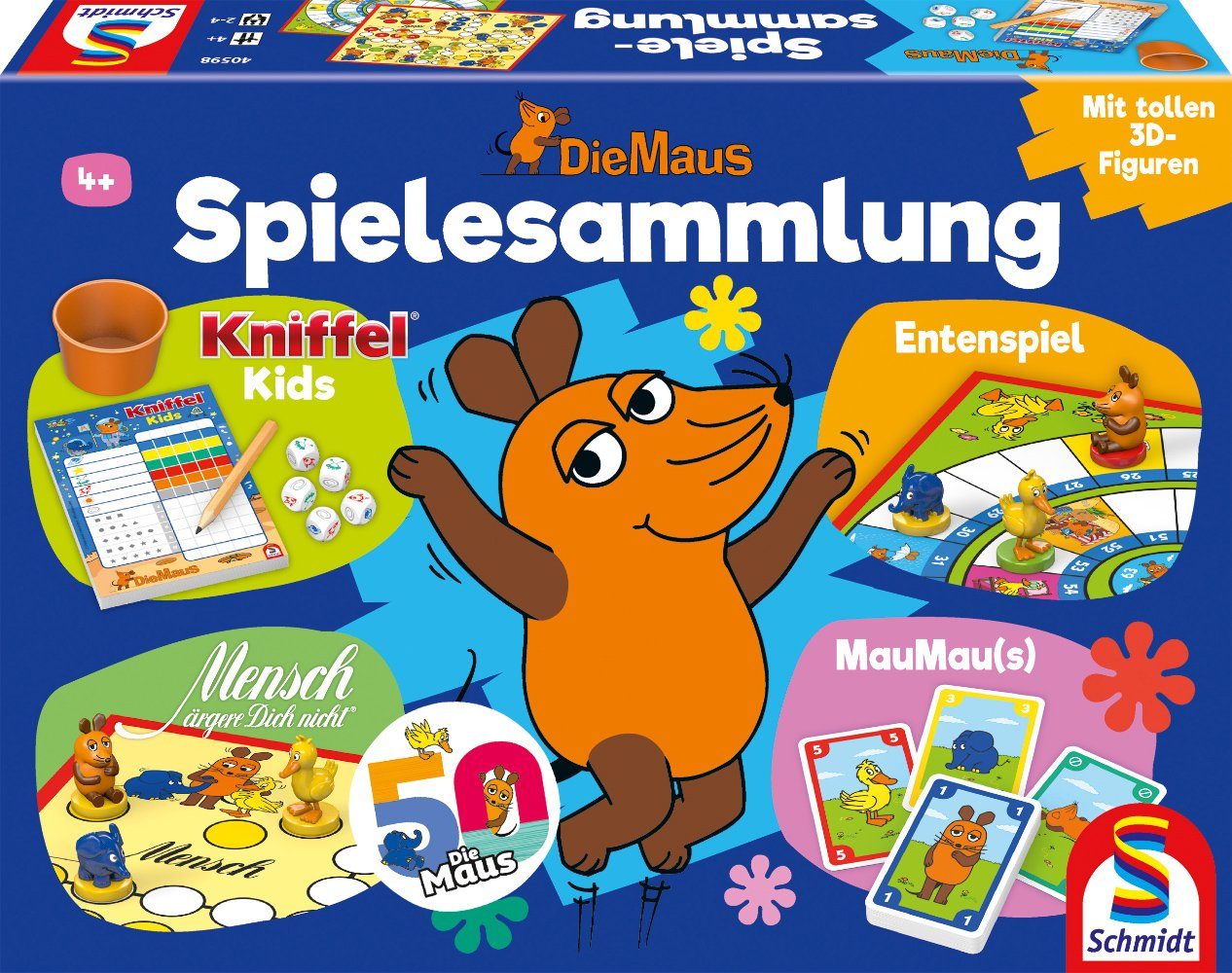 Schmidt Spiele Spielesammlung, Kinderspiel Die Maus, mit 12 original 3D - Figuren