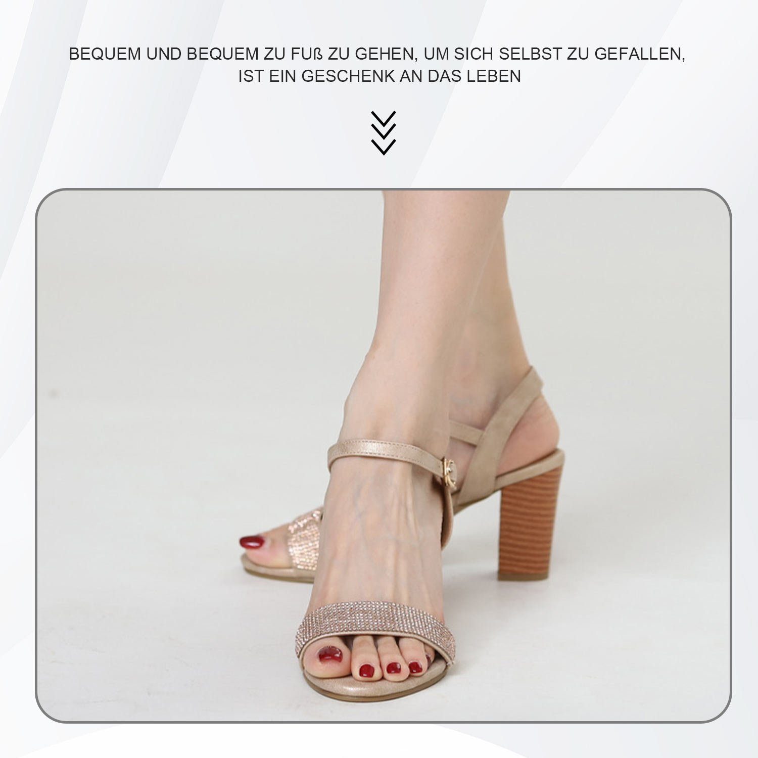 Daisred Pumps Damen Strass den Sandale High-Heel-Sandalette mit Alltag Knöchelriemen Aprikose für