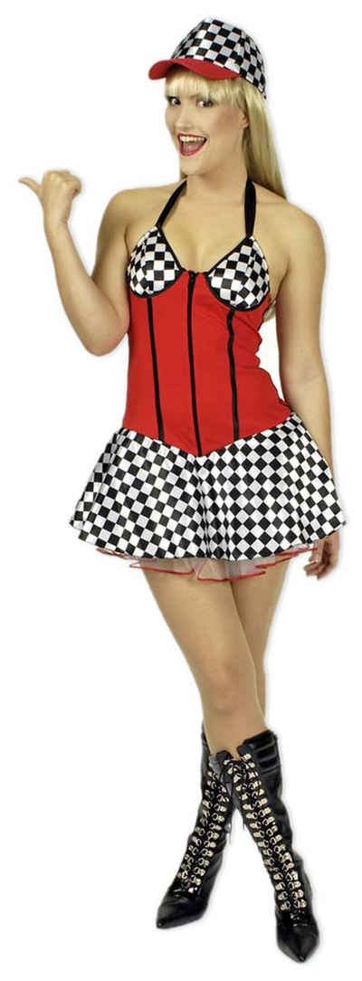 Das Kostümland Kostüm Speedgirl Kostüm für Damen - Kleid und Kappe - Rennfahrerin Boxenluder Cheerleader