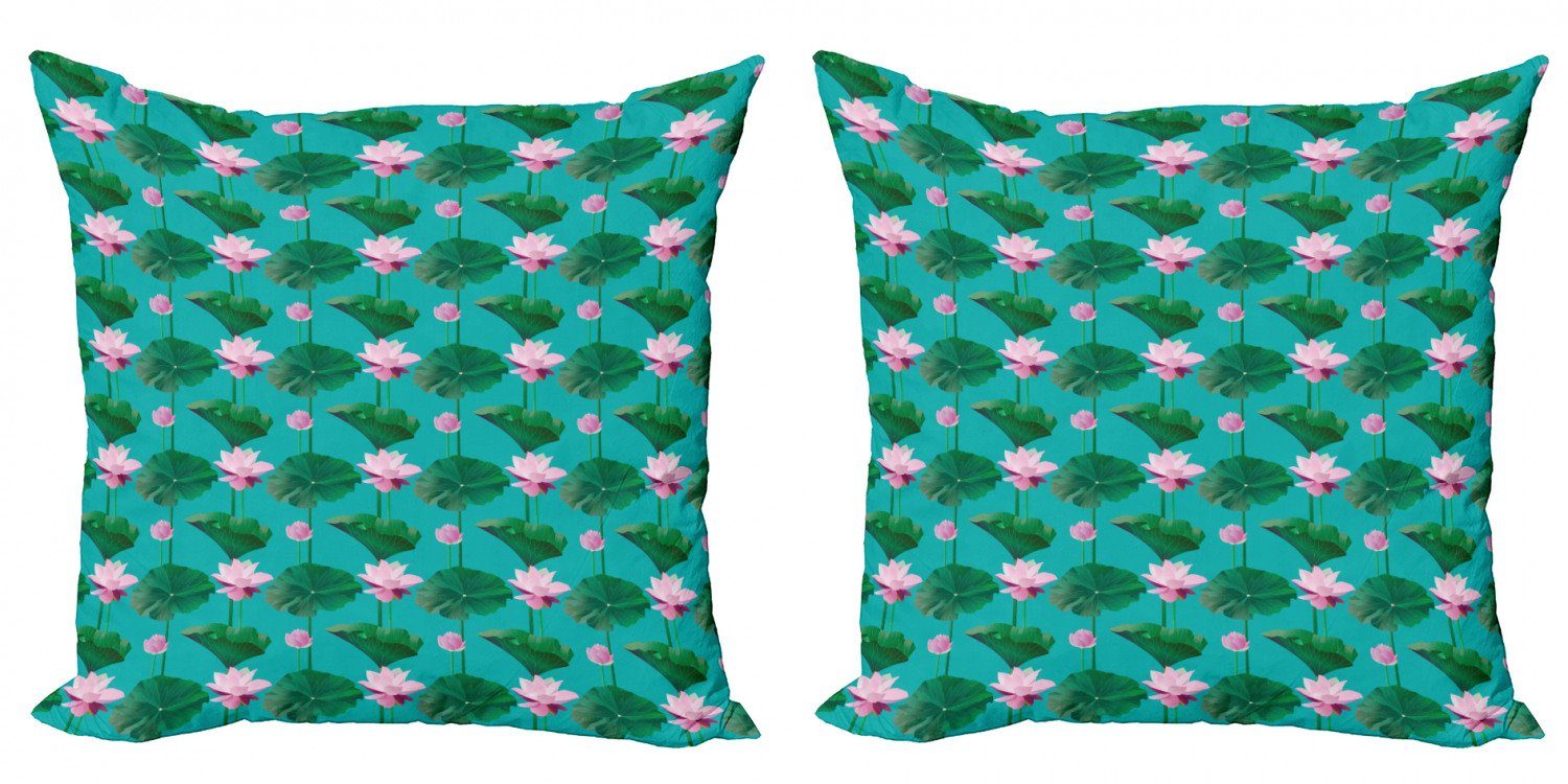 Kissenbezüge Modern Accent Doppelseitiger Digitaldruck, Abakuhaus (2 Stück), Blau Und Pink Lotus-Blätter