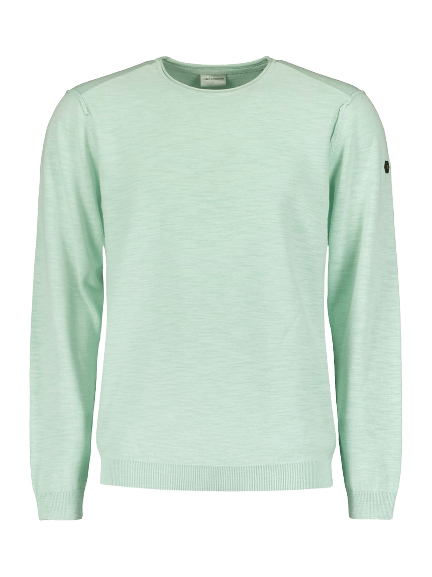 NO EXCESS Strickpullover grün,Casual,Baumwolle,Meliert,Rundhals,Lang,Regular Fit