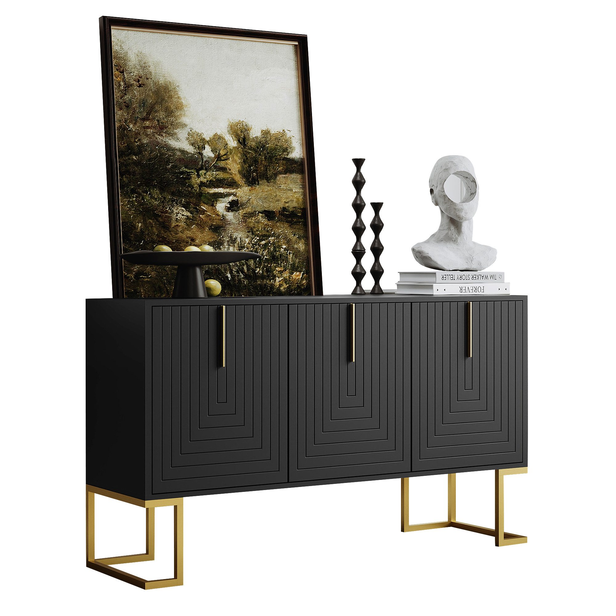 Merax Sideboard mit 3 Türen und verstellbaren Einlegeböden, Kommode mit Met günstig online kaufen