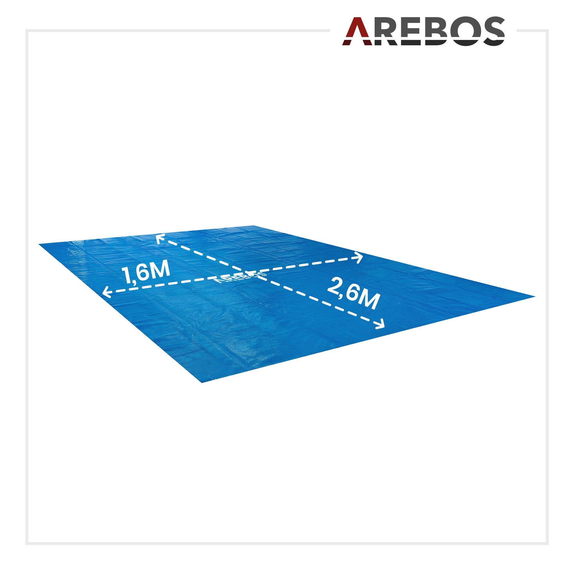 Arebos Solarabdeckplane Solarplane 120 µm Pool-Abdeckplane mit Wärmefolie (Stück, blau), 120mic