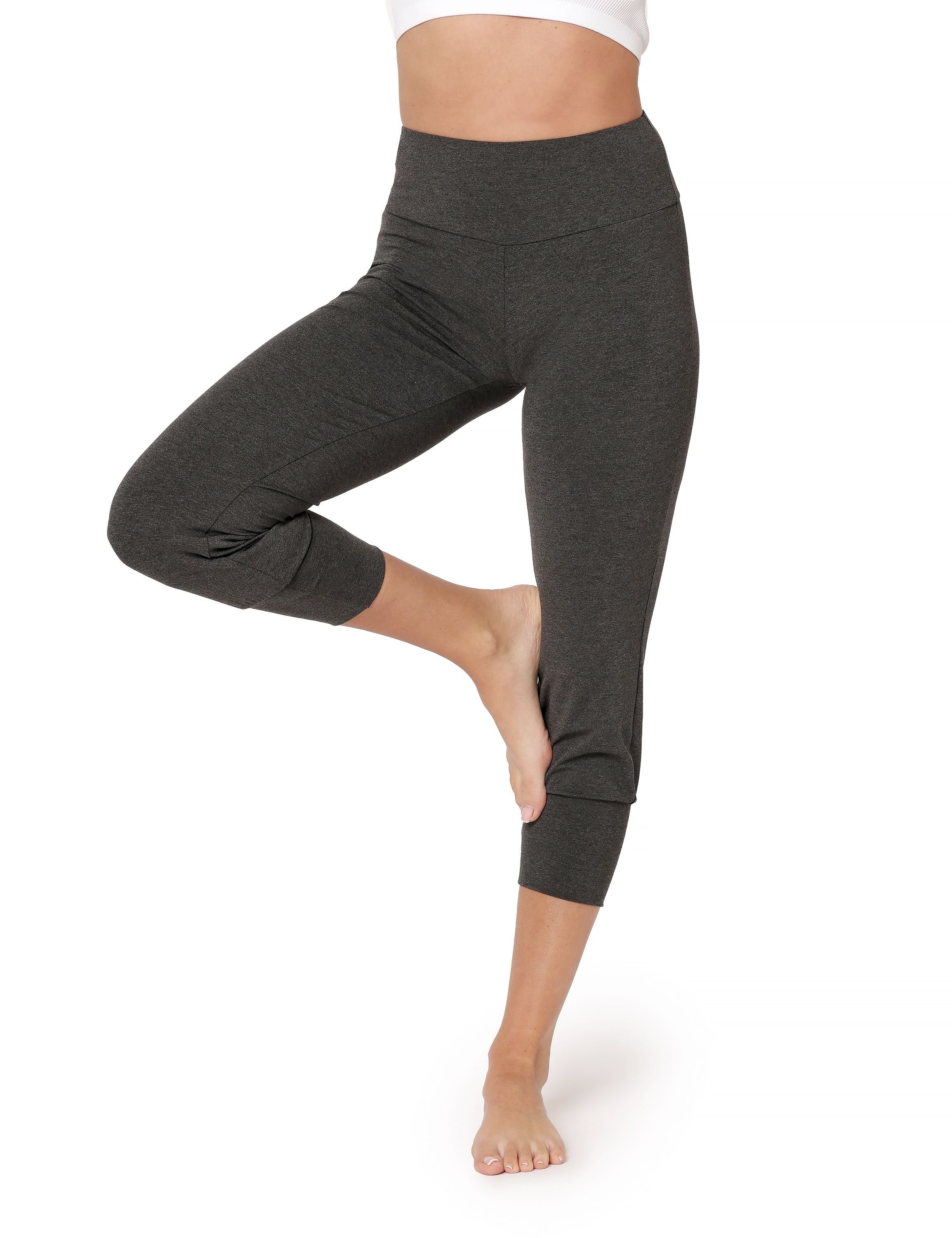 Bellivalini Leggings Yoga Yogahose BLV50-283 elastischer Damen Leggings 3/4 Dunkelmelange Bund (1-tlg)