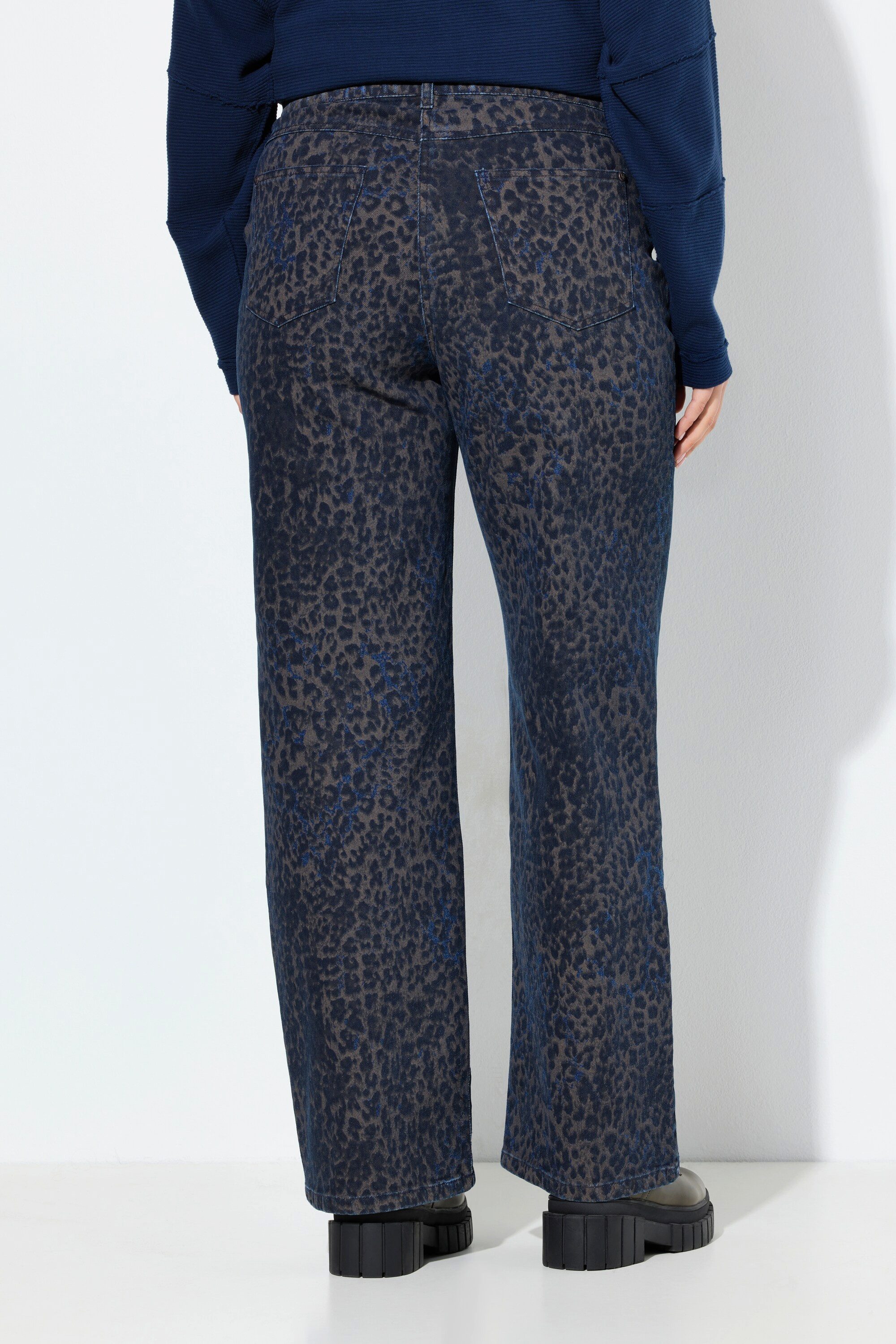 Ulla Popken Regular-fit-Jeans Jeans Mary Leomuster weites Bein Komfortbund