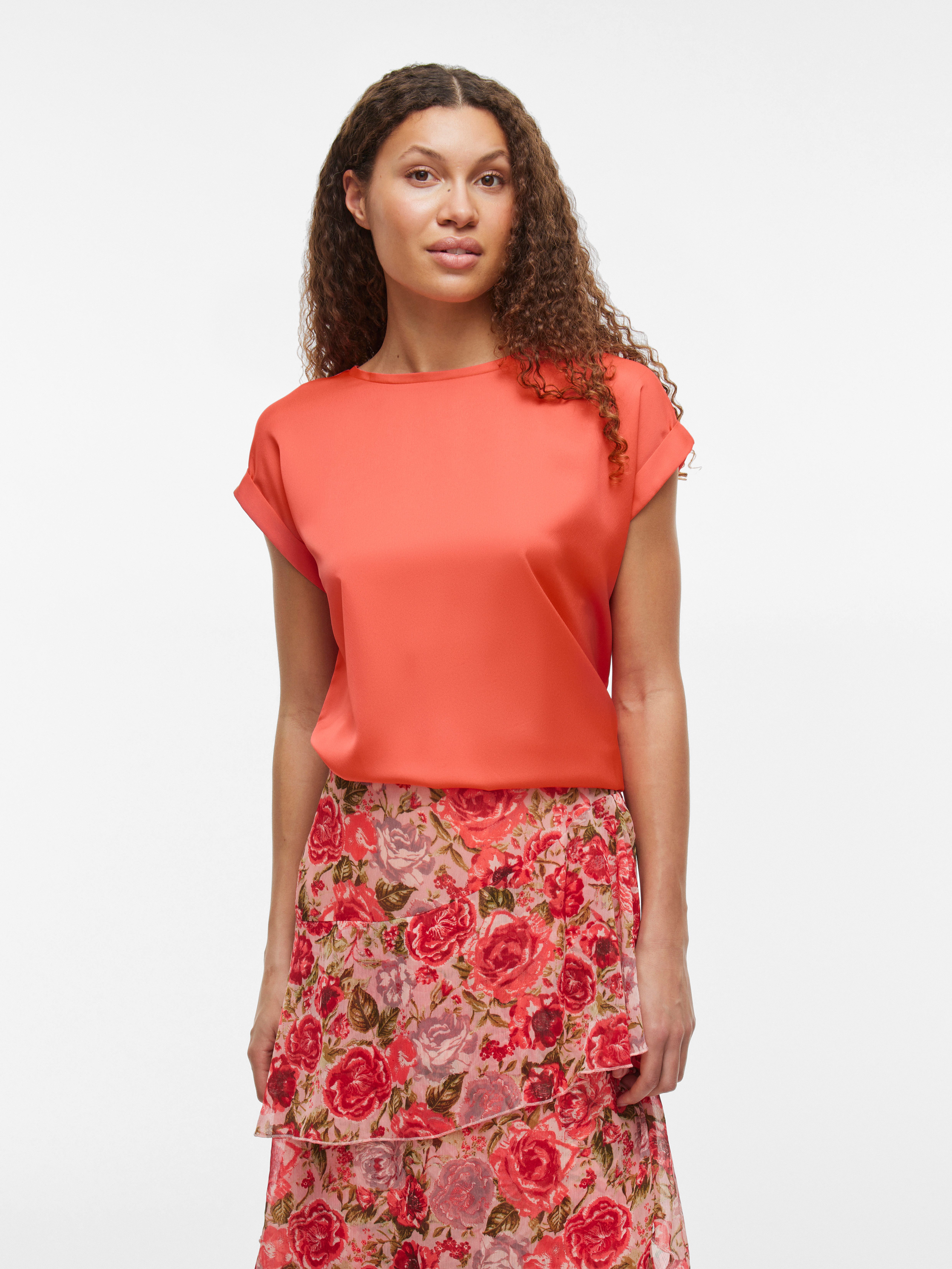 Vila Kurzarmshirt VIELLETTE S/S SATIN TOP günstig online kaufen