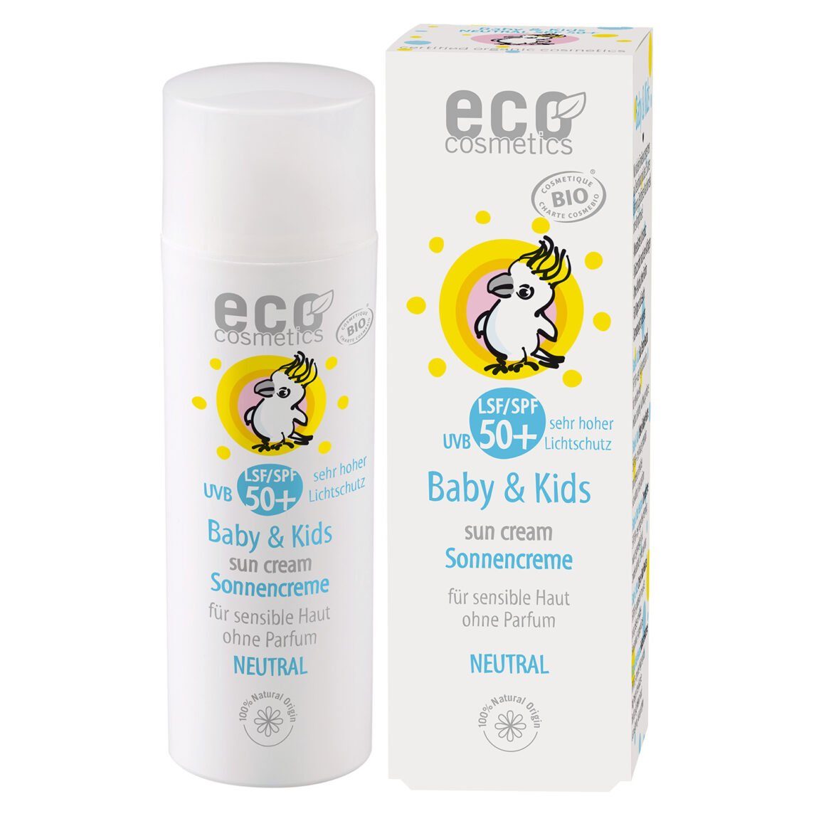 Eco Cosmetics Sonnenschutzcreme 50+ & LSF neutral Baby Kids Sonnencreme 50 ml ECO