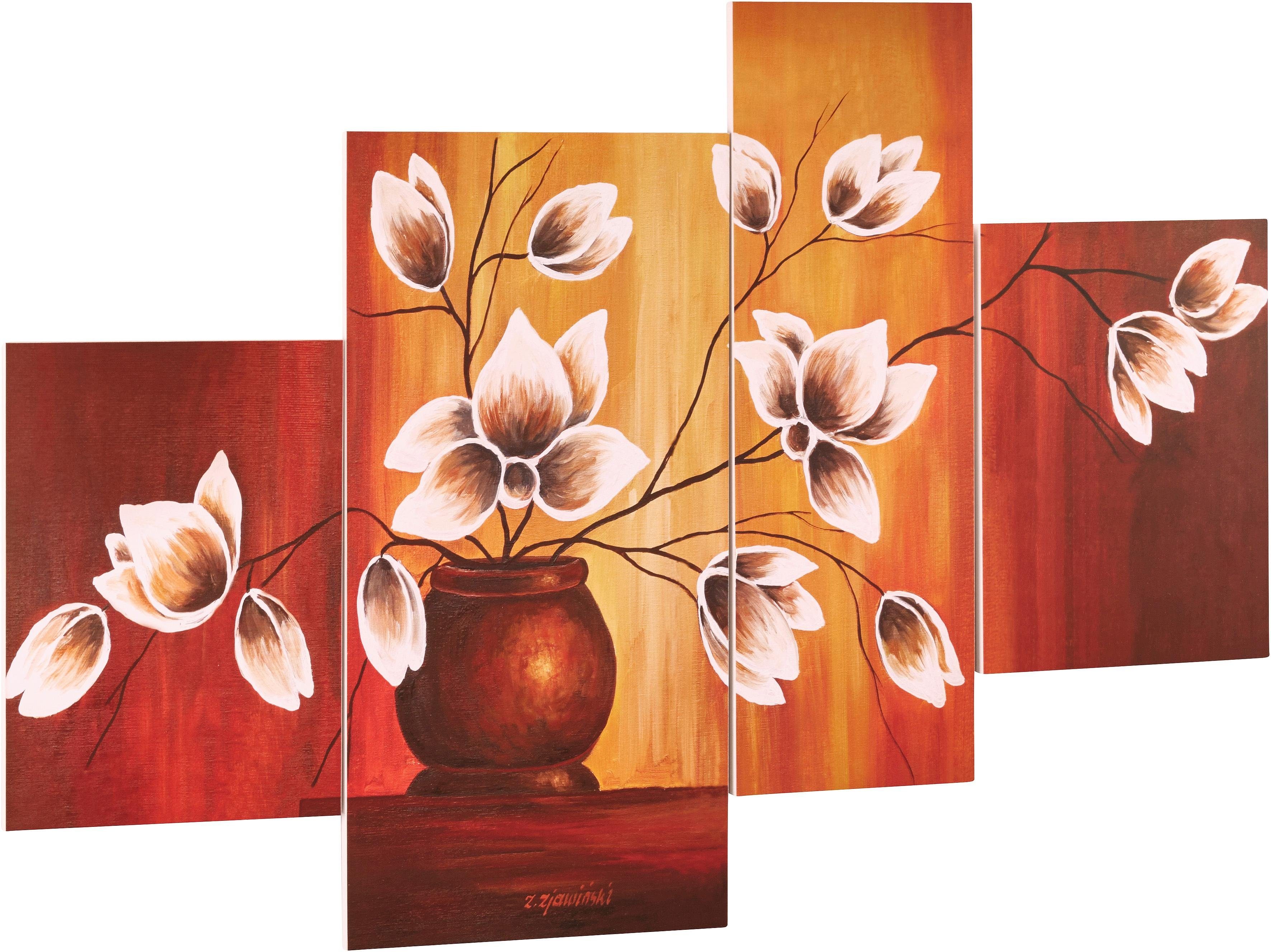 Home affaire Kunstdruck »Vase mit Magnolien«, 4-tlg.-Otto