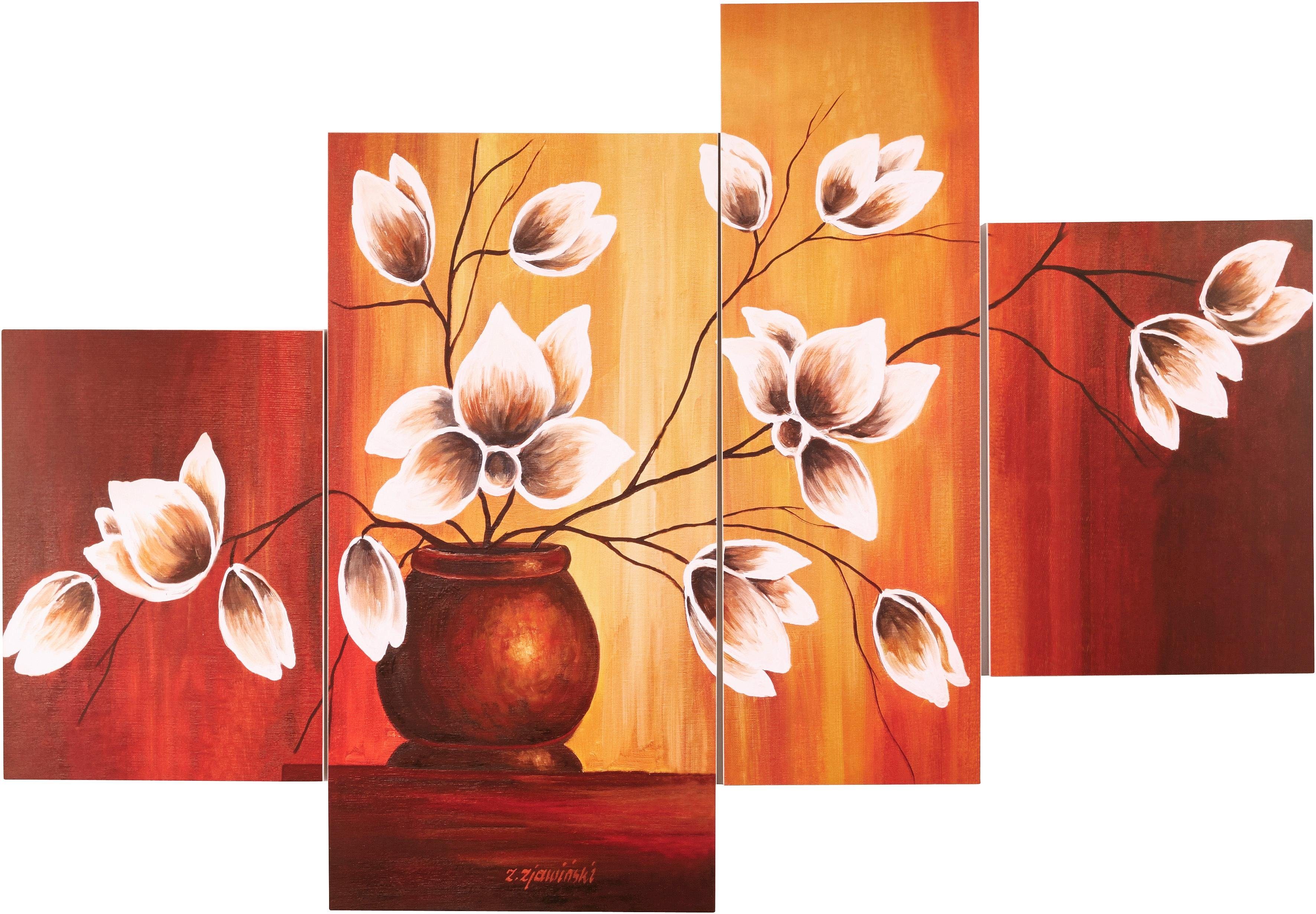 Home affaire Kunstdruck »Vase mit Magnolien«, 4-tlg.-HomeTrends