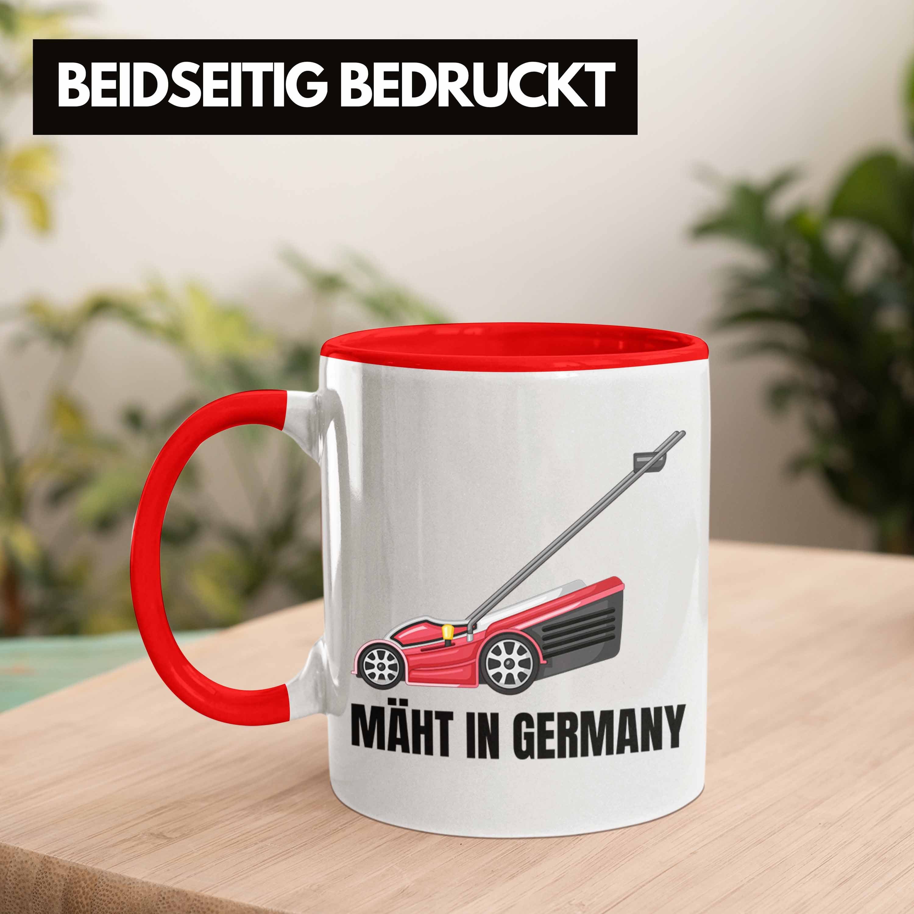 Tasse Rot Mäht Trendation für Geschenk In Tasse Kaffee-Becher Germany Hobbygärtner Gärtner