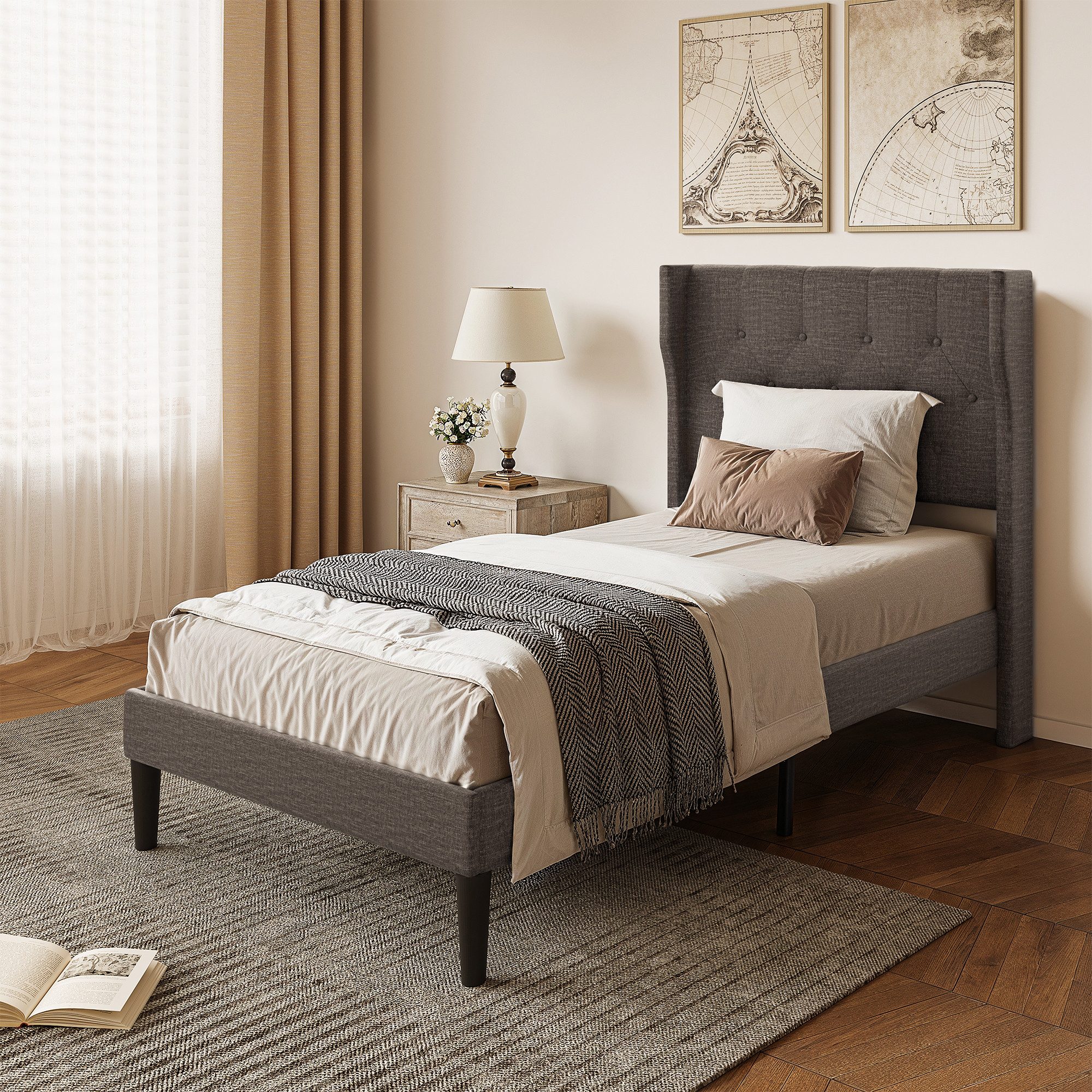 Bealife Bettgestell mit Kopfteil und Lattenrost, Doppelbett, Einzelbett,3 M günstig online kaufen