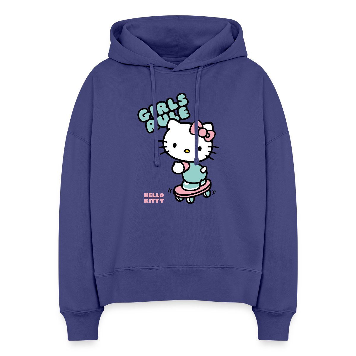 Hoodie Hello Kitty Auf Skateboard Girls Rule Frauen Boxy Organic Hoodie