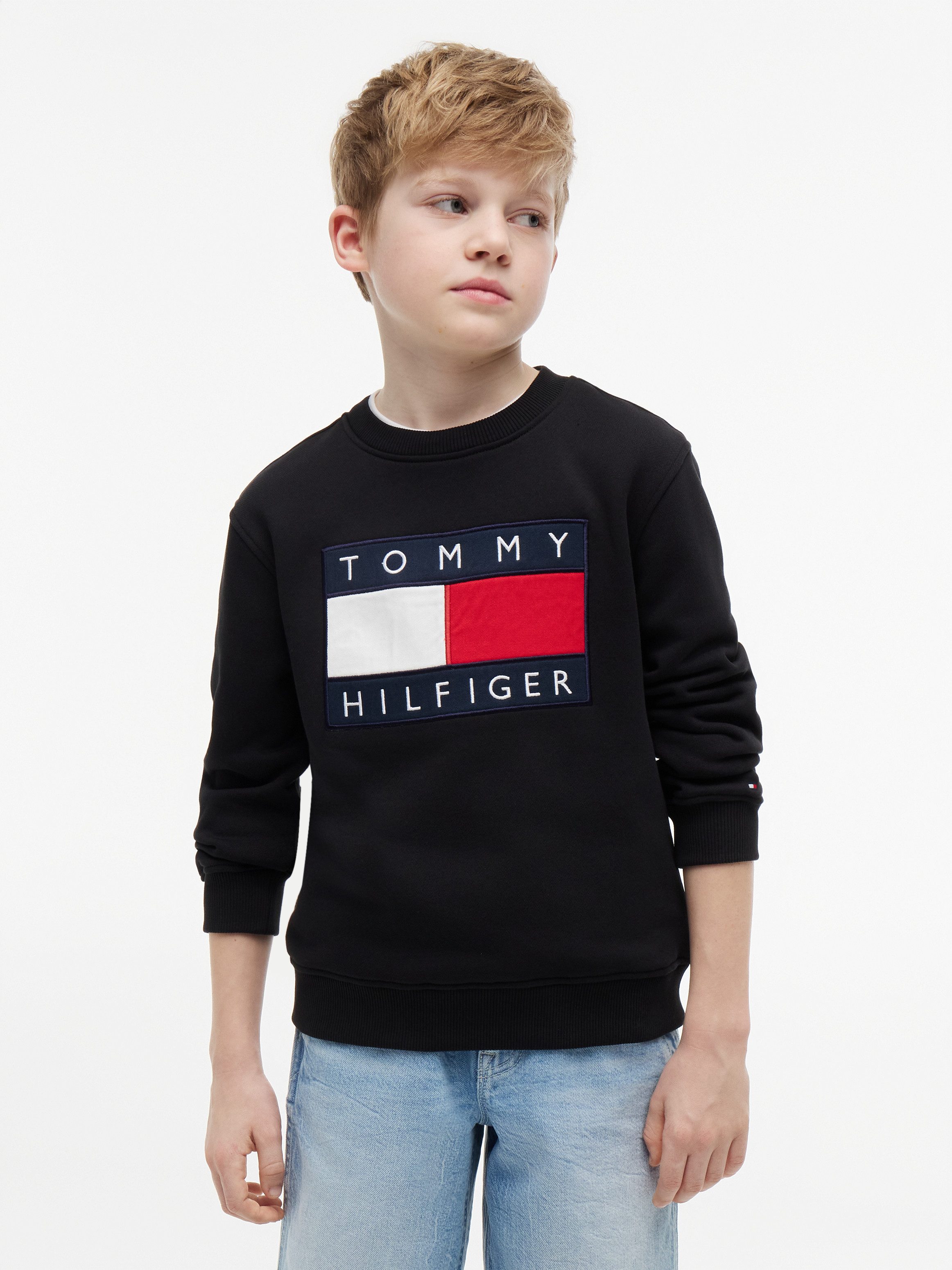 Tommy Hilfiger Sweatshirt Regular Fit, Kinder bis 16 Jahre, Logo-Applikation