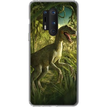 MuchoWow Handyhülle Dinosaurier - Pflanzen - Grün - Illustration - Kinder - Jungen, Phone Case, Handyhülle OnePlus 8 Pro, Silikon, Schutzhülle