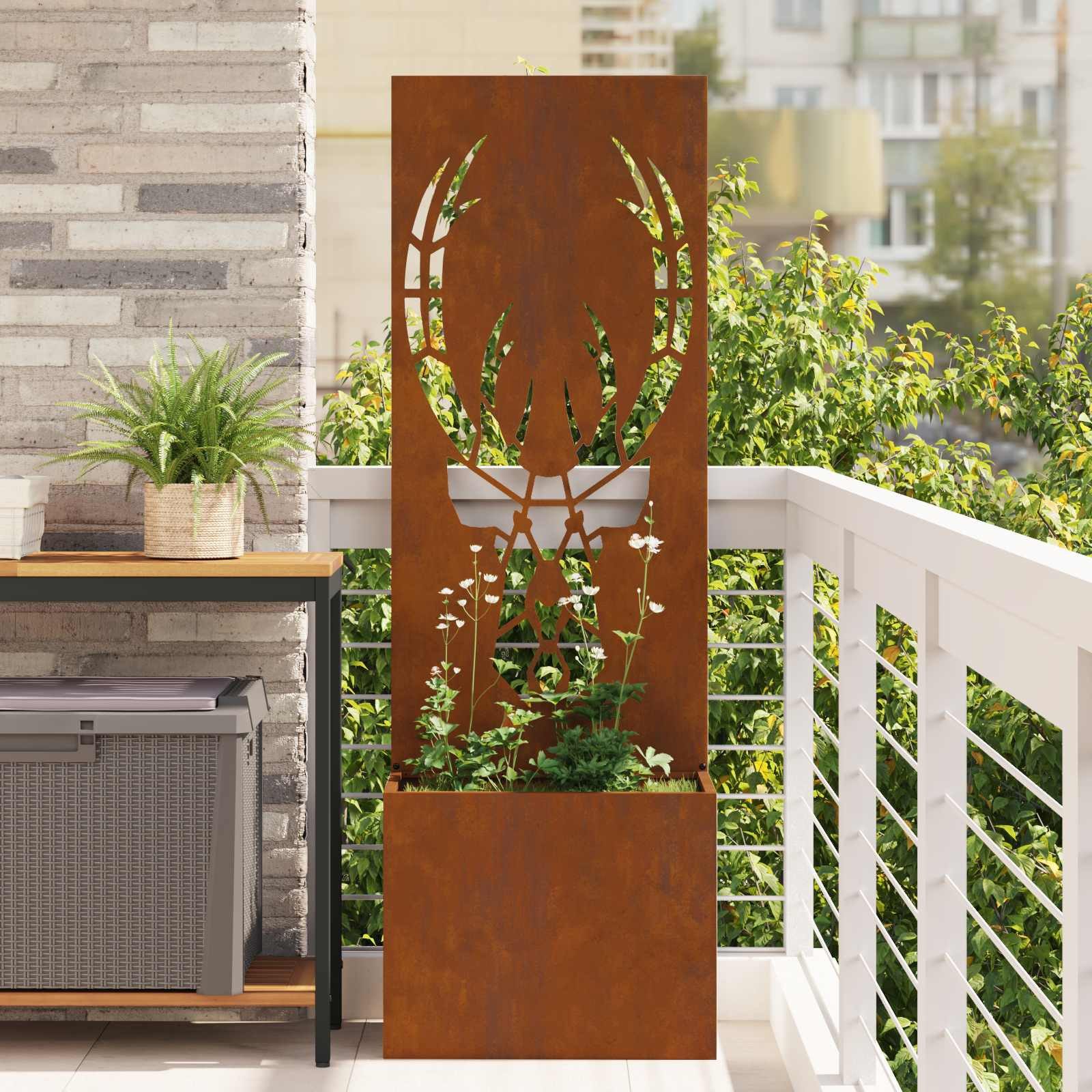 vidaXL Wandbild Garten Sichtschutz-Leinwand Tiermuster Rostig 50 x 32 x 150 cm, (1 St)