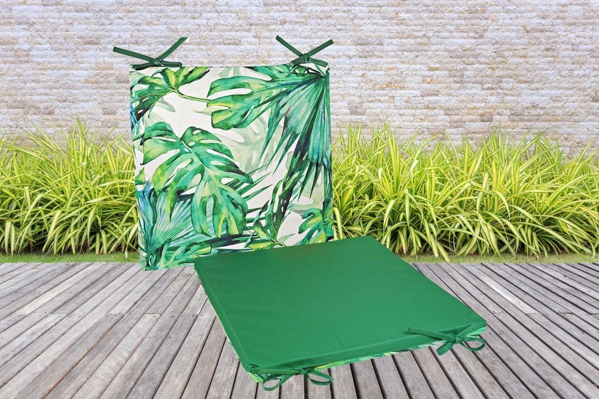 JACK Innen Außen Outdoor & Monstera Motiv Lotus, JACK Wasserfest, 4x Wende 40x40cm Gartenkissen, Kissen Lounge Robust, Strapazierfähig, Stuhlkissen Stuhlkissen