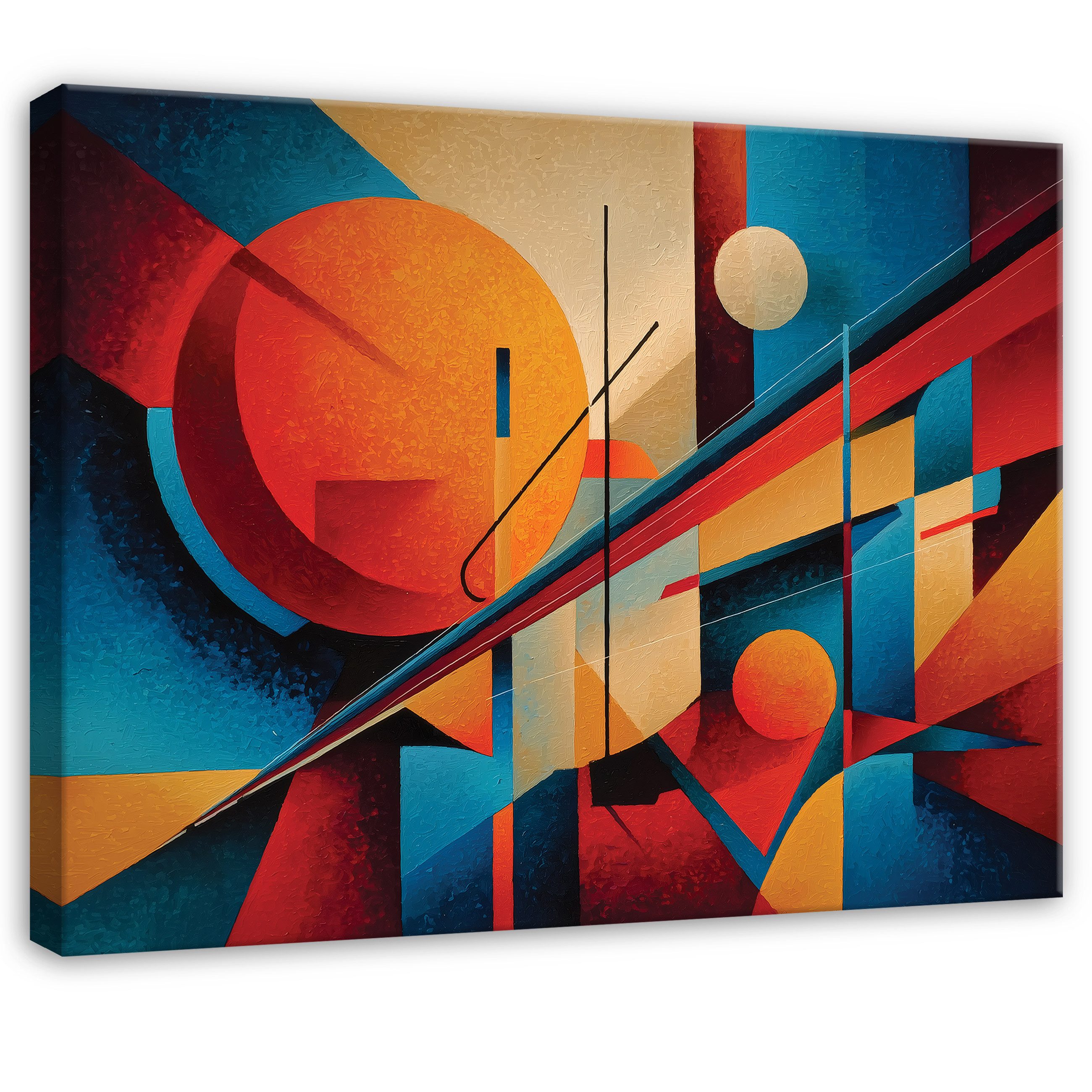 Wallarena Leinwandbild Abstrakt Bunt Geometrie Modern Wandbilder Wand Deko XXL Bilder, Abstrakt (groß Bilder Wohnzimmer Schlafzimmer Einteilig, 1 St), Bilder Klein Wohnzimmer Schlafzimmer Küche Wandbild Wand Deko 40x30