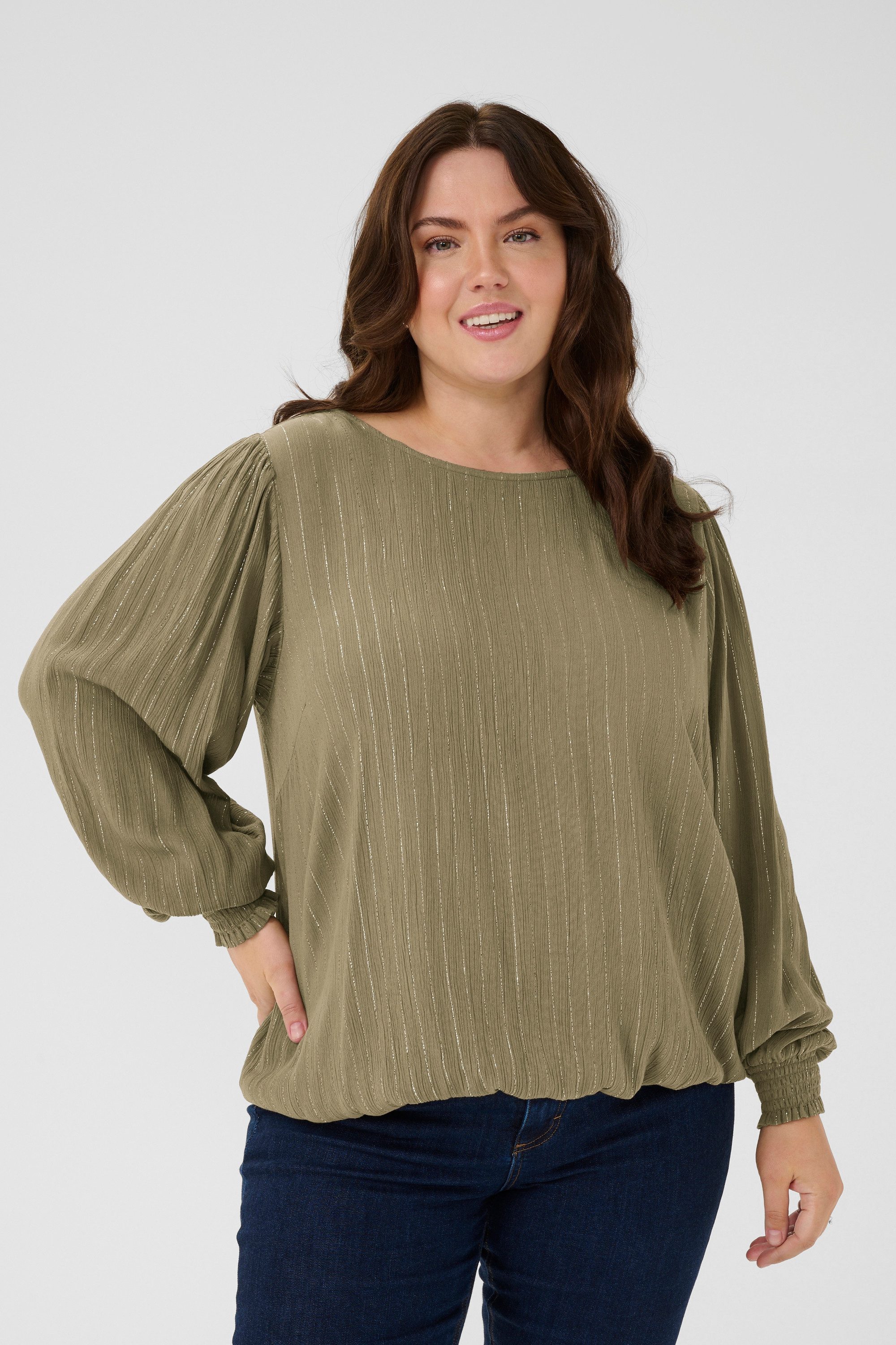 KAFFE Curve Langarmbluse Langarm-Bluse KClio Große Größen günstig online kaufen
