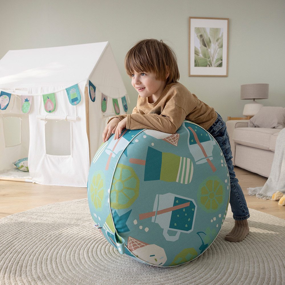 howa Bodenkissen colorful blue, Sitzhocker Sitzkissen Outdoor aufblasbar, Pouf Hocker, Ø 55cm H 25 cm