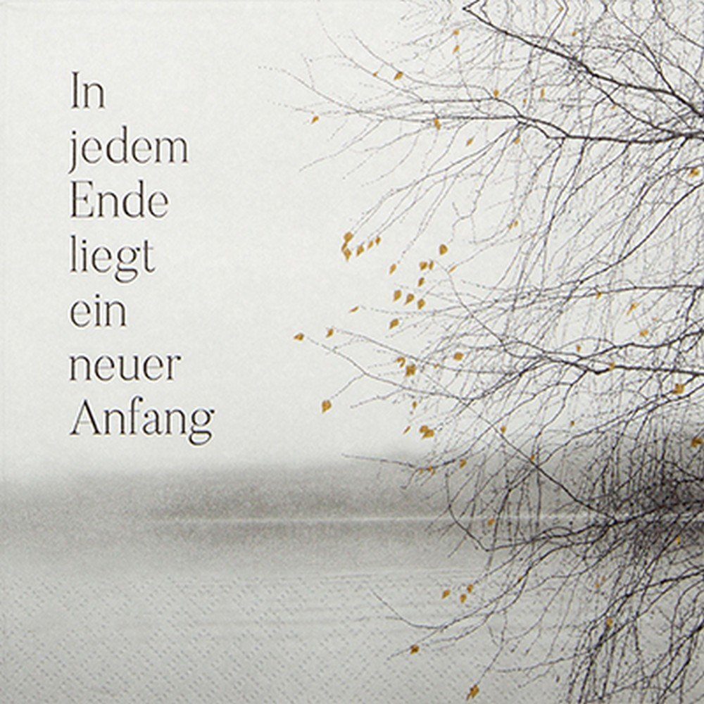 HOME FASHION Papierserviette 20 Салфетки Neuer Anfang - Trauer mit Spruch 33x33cm, (20 St)