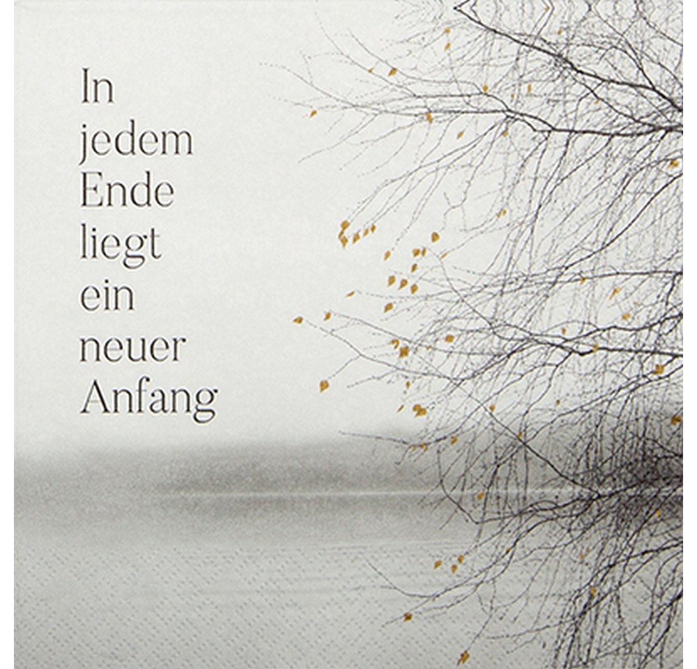HOME FASHION Papierserviette 20 Servietten Neuer Anfang - Trauer mit Spruch 33x33cm, (20 St)