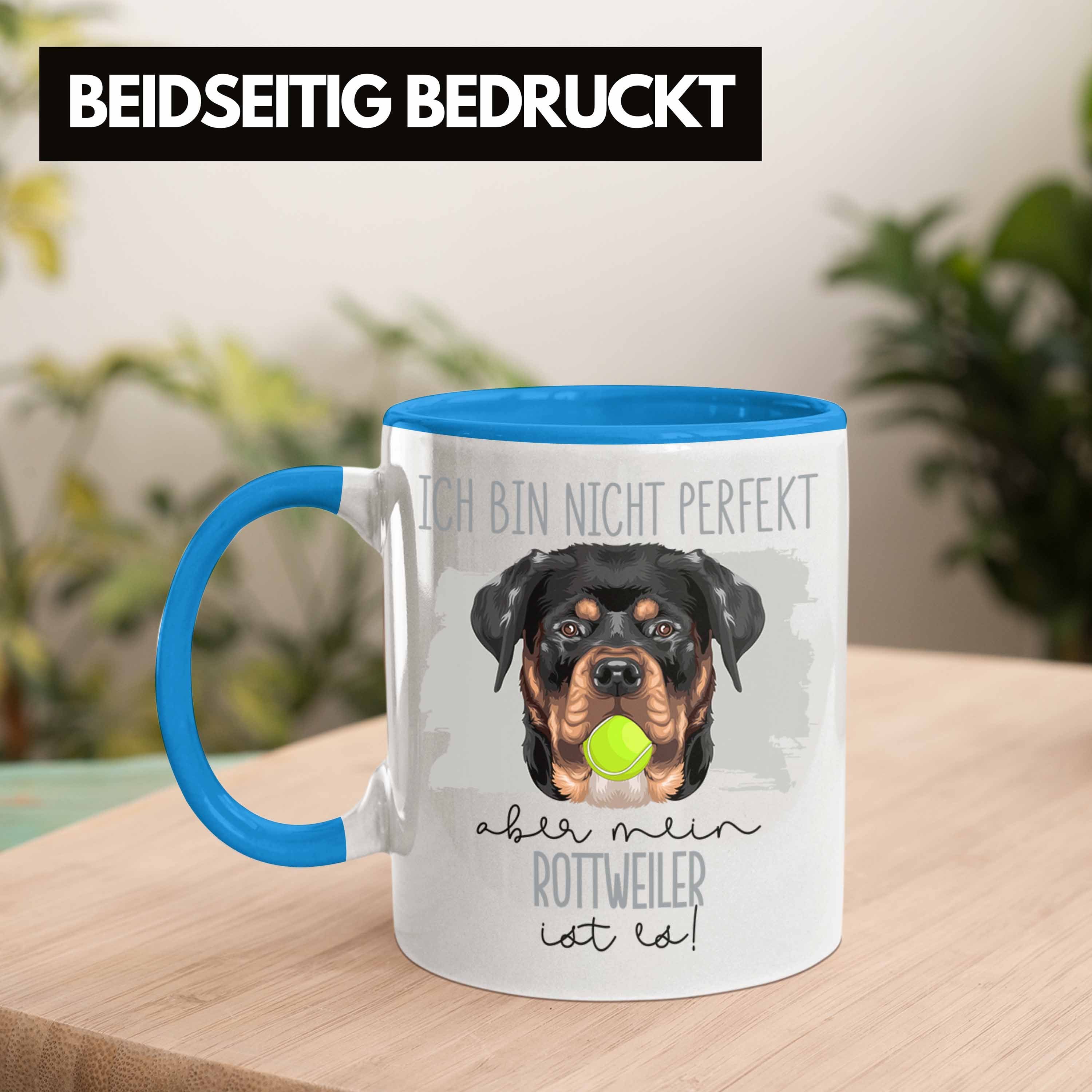 Blau Tasse Geschenkidee Besitz Geschenk Besitzer Tasse Spruch Trendation Lustiger Rottweiler