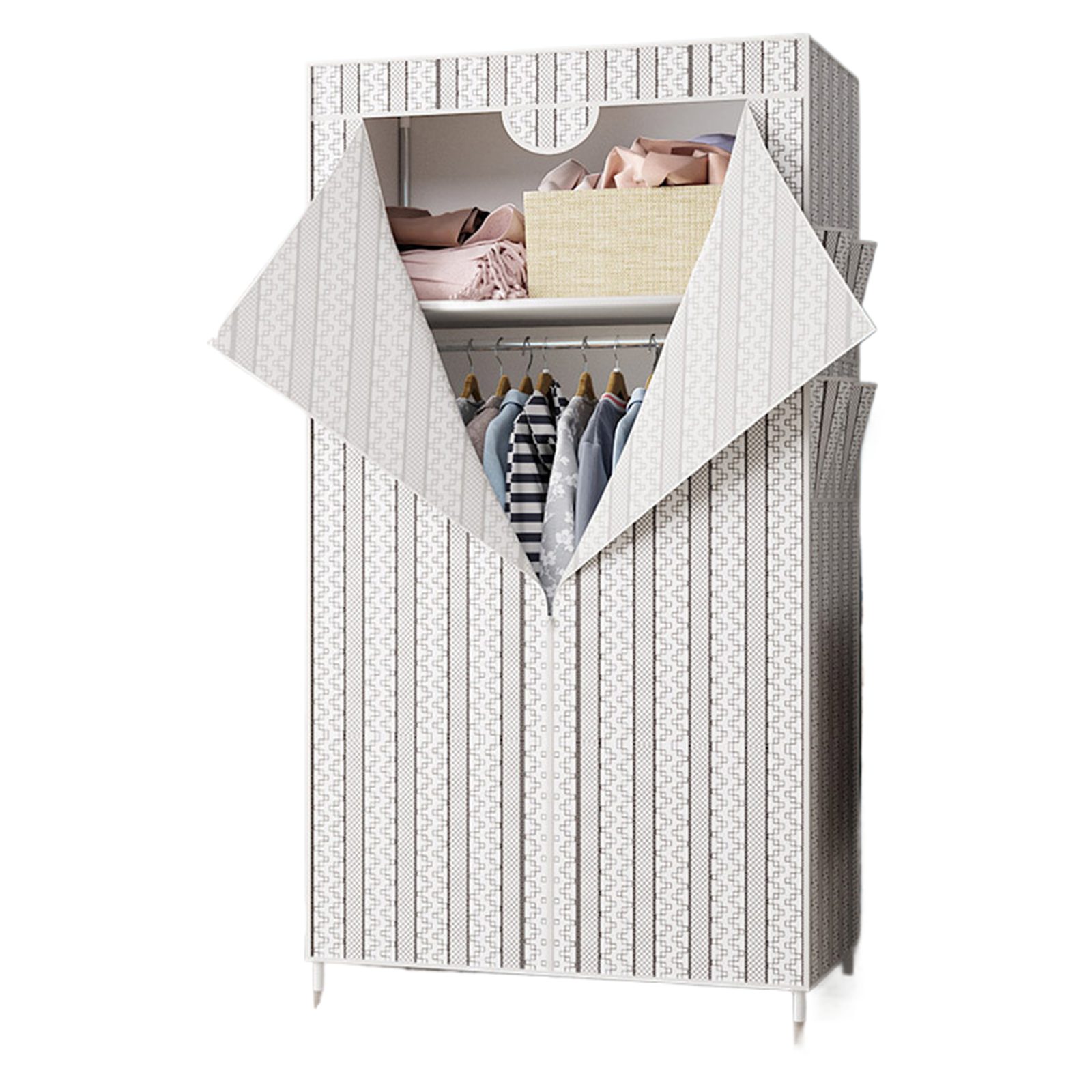 Jumpeak Stoffschrank stoff kleiderschrank,mit Überzug aus Vliesstoff,Kleiderstange Länge70*Breite45*Höhe160cm,Mehrere Farben,Oberer und unterer Stauraum