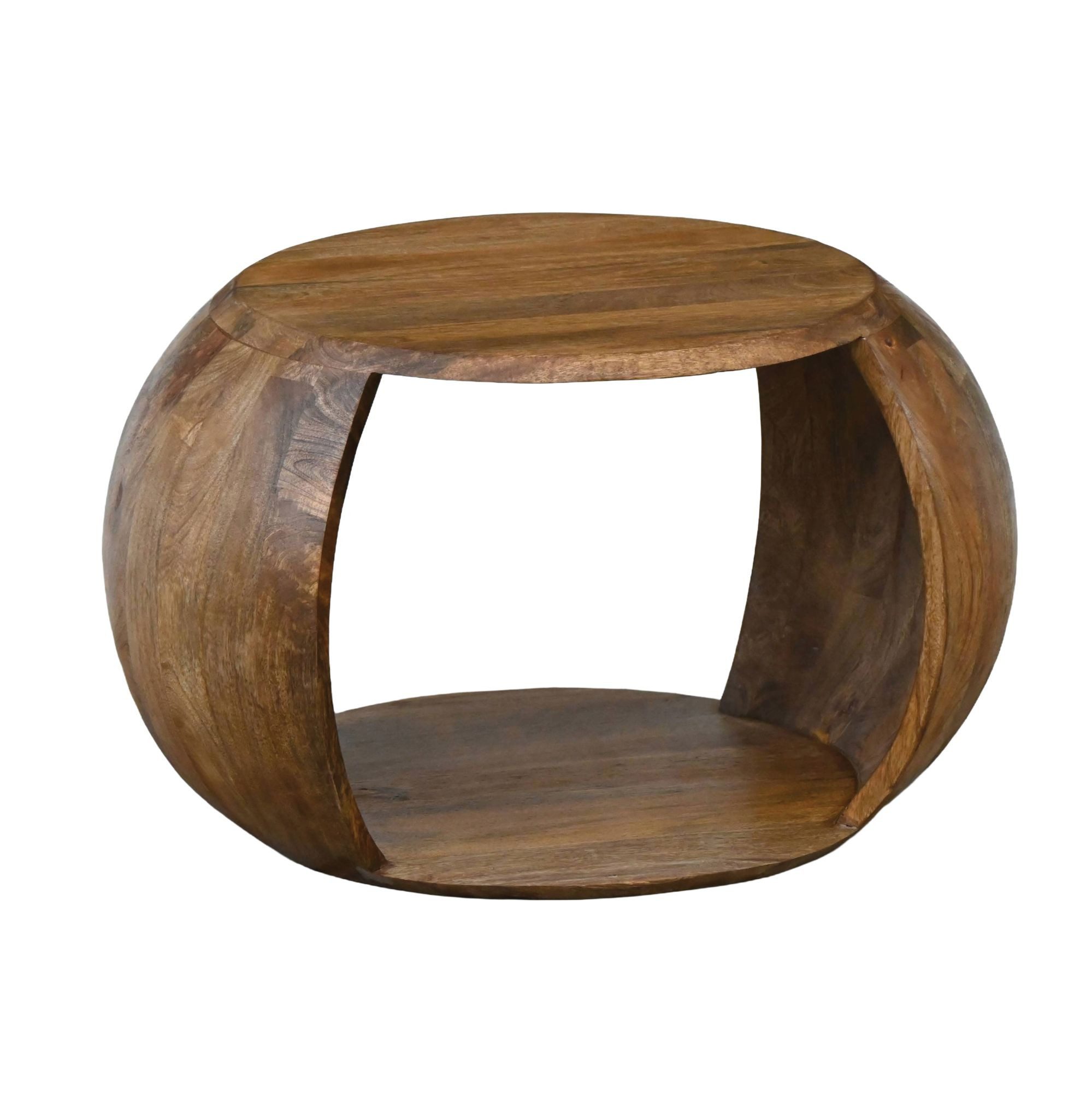 Wohnling Couchtisch WL7.431 Sofatisch Mango Massivholz 60cm Wohnzimmertisch Ablagefach (Harmonisches Design trifft natürliche Eleganz), Handgefertigte Qualität für stilvolles Wohnen