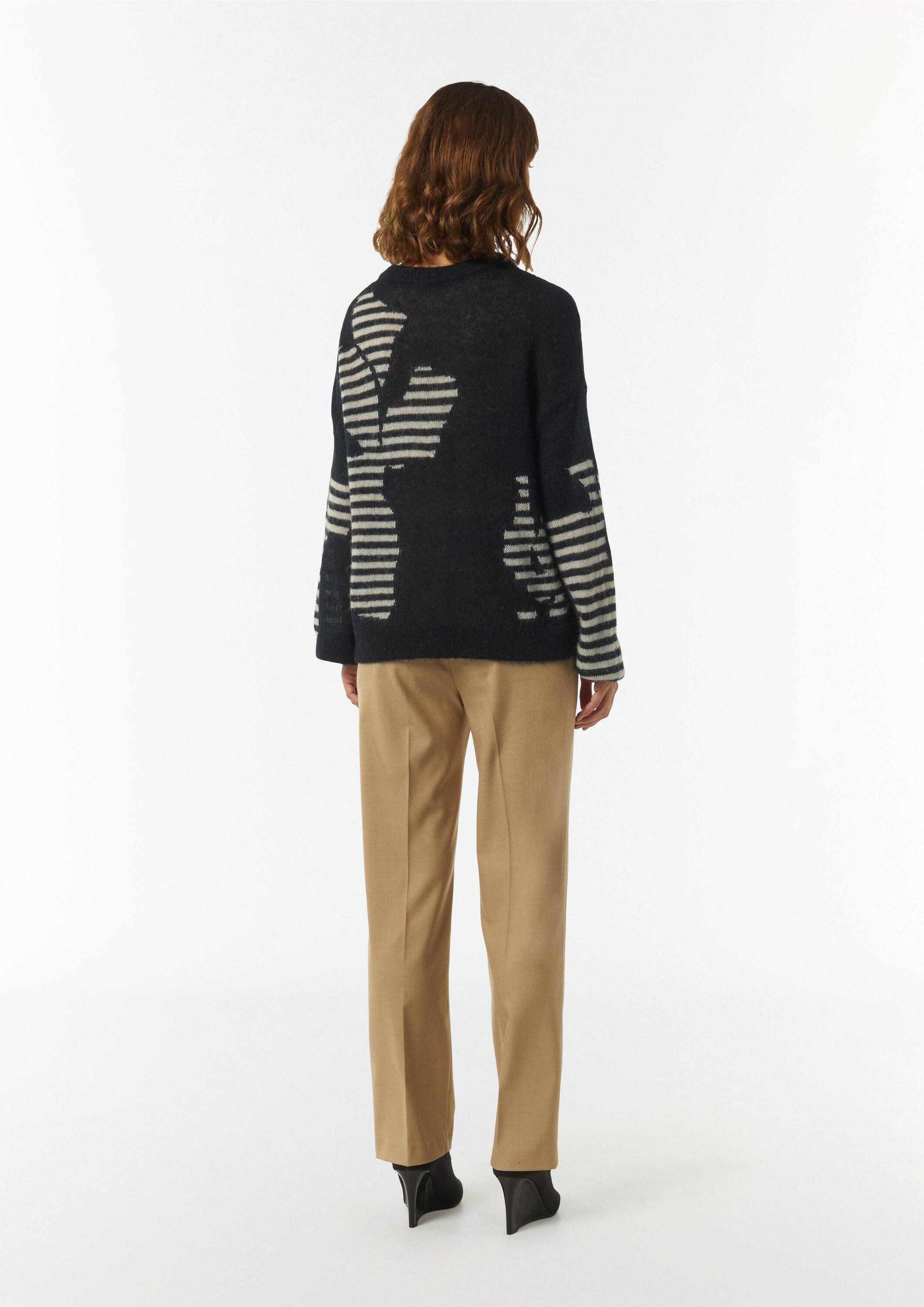 comma Longpullover Strickpullover Modischer Strickpullover mit Musterung