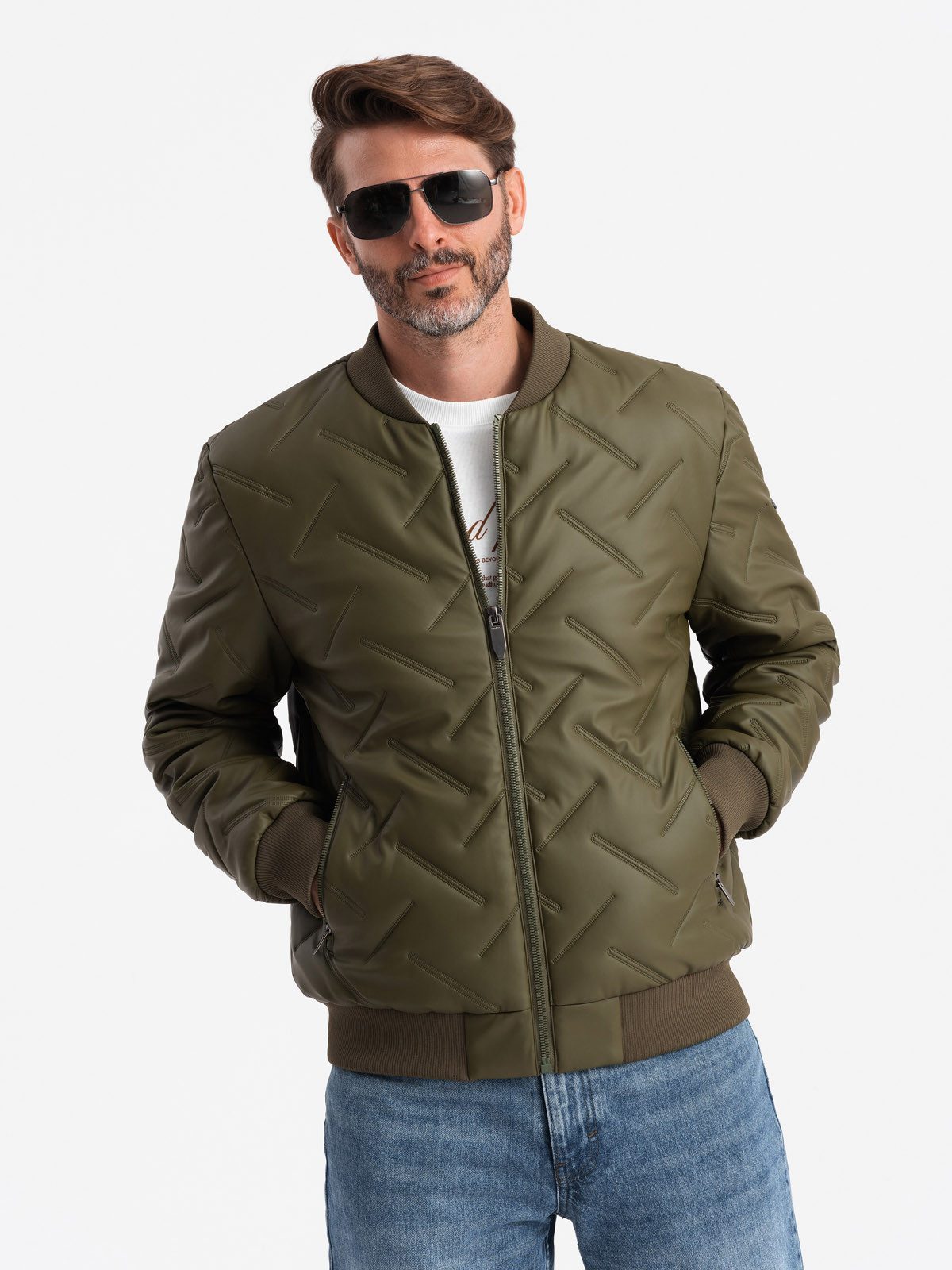 OMBRE Bomberjacke Herren-Bomberjacke mit geprägtem Muster