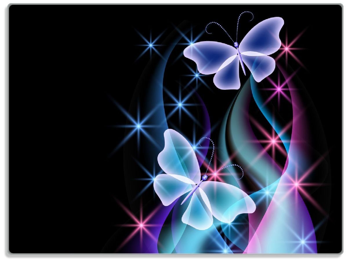 Wallario Schneidebrett Schmetterlinge in bunten, strahlenden Farben, ESG-Sicherheitsglas, (inkl. rutschfester Gummifüße 4mm, 1-St), 30x40cm